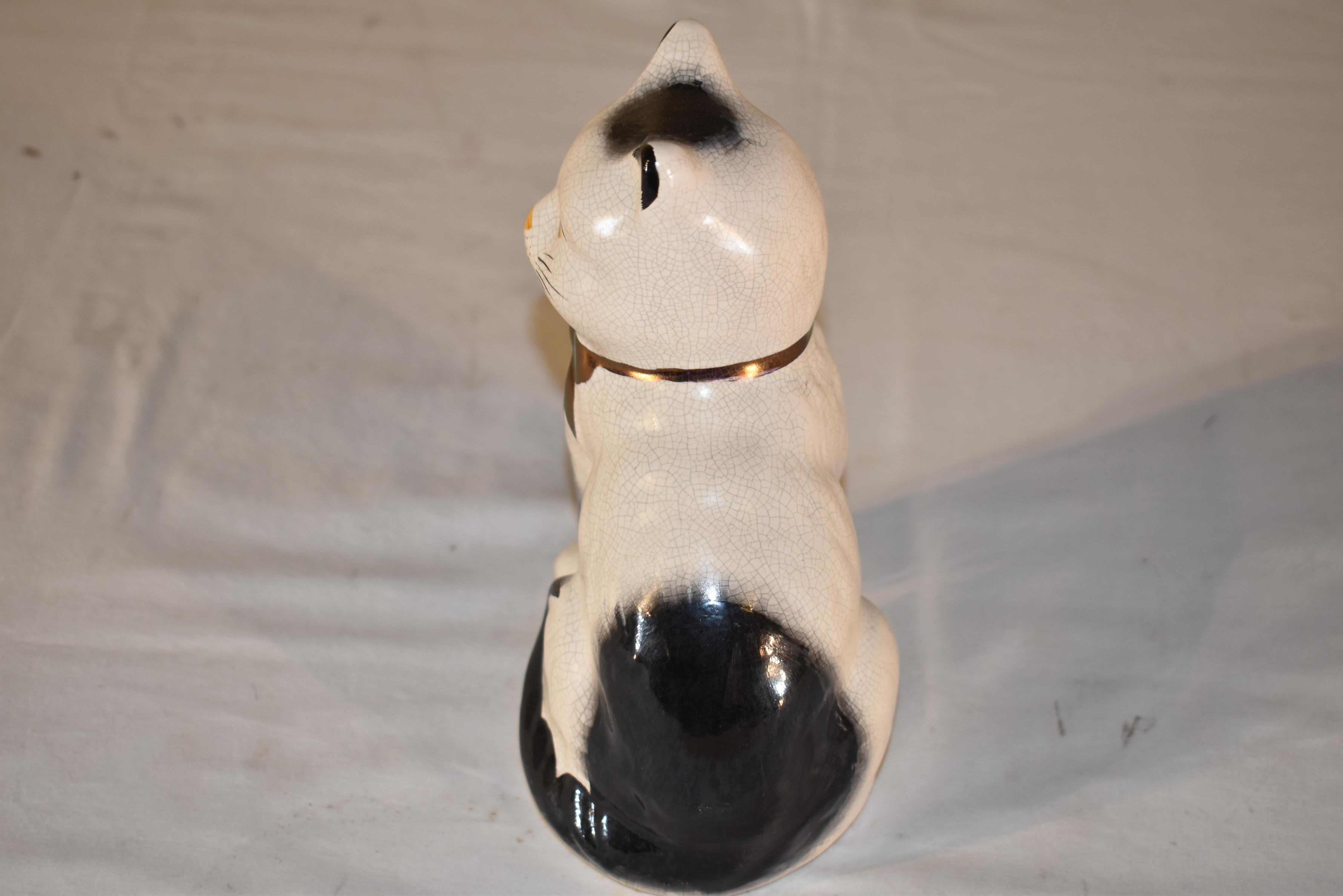 English Staffordshire Cat Figure, Circa 1970 For Sale