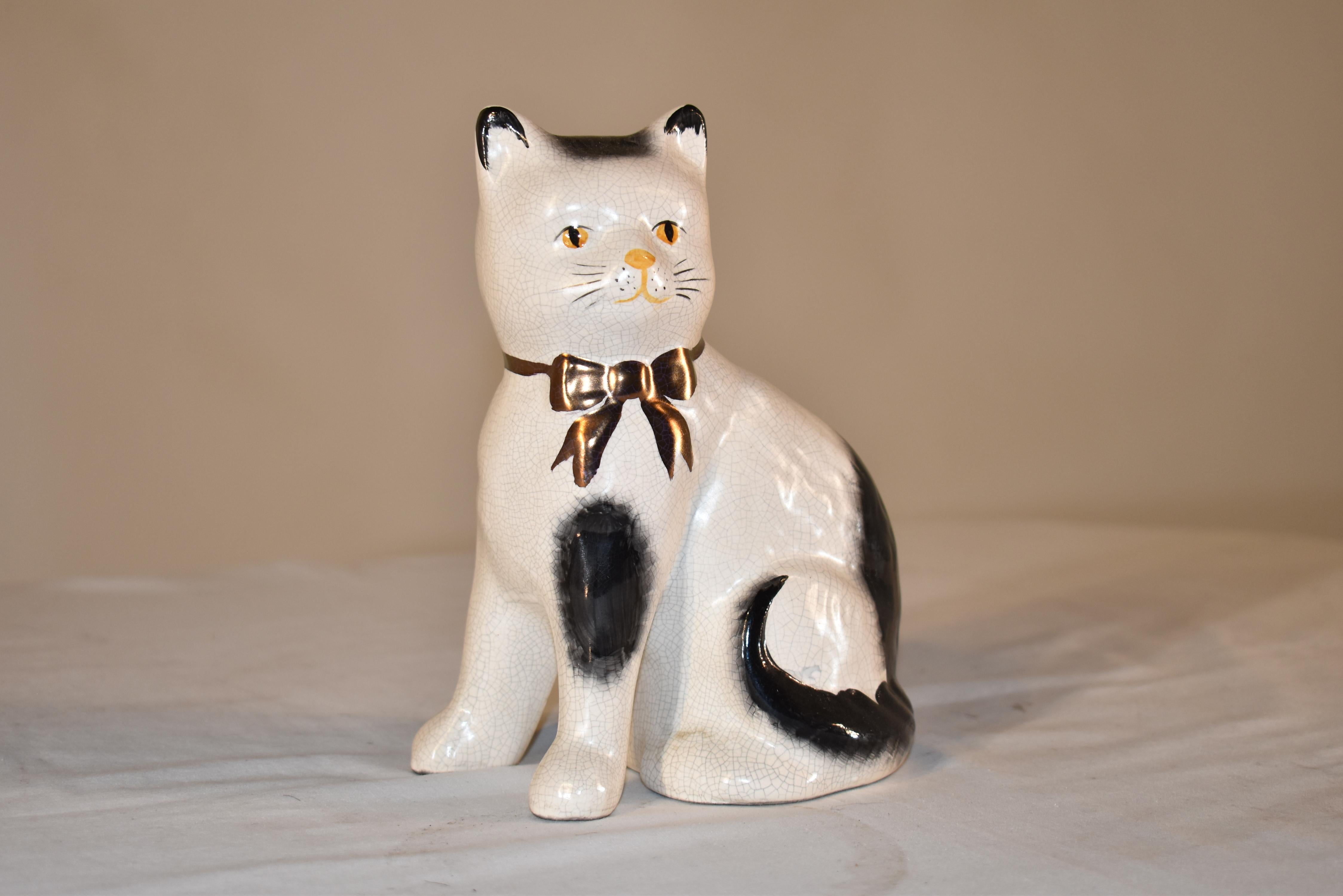 Ceramic Staffordshire Cat Figure, Circa 1970 For Sale