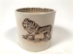 19th Century Staffordshire Child's Mug Decorated with a Striding Lion