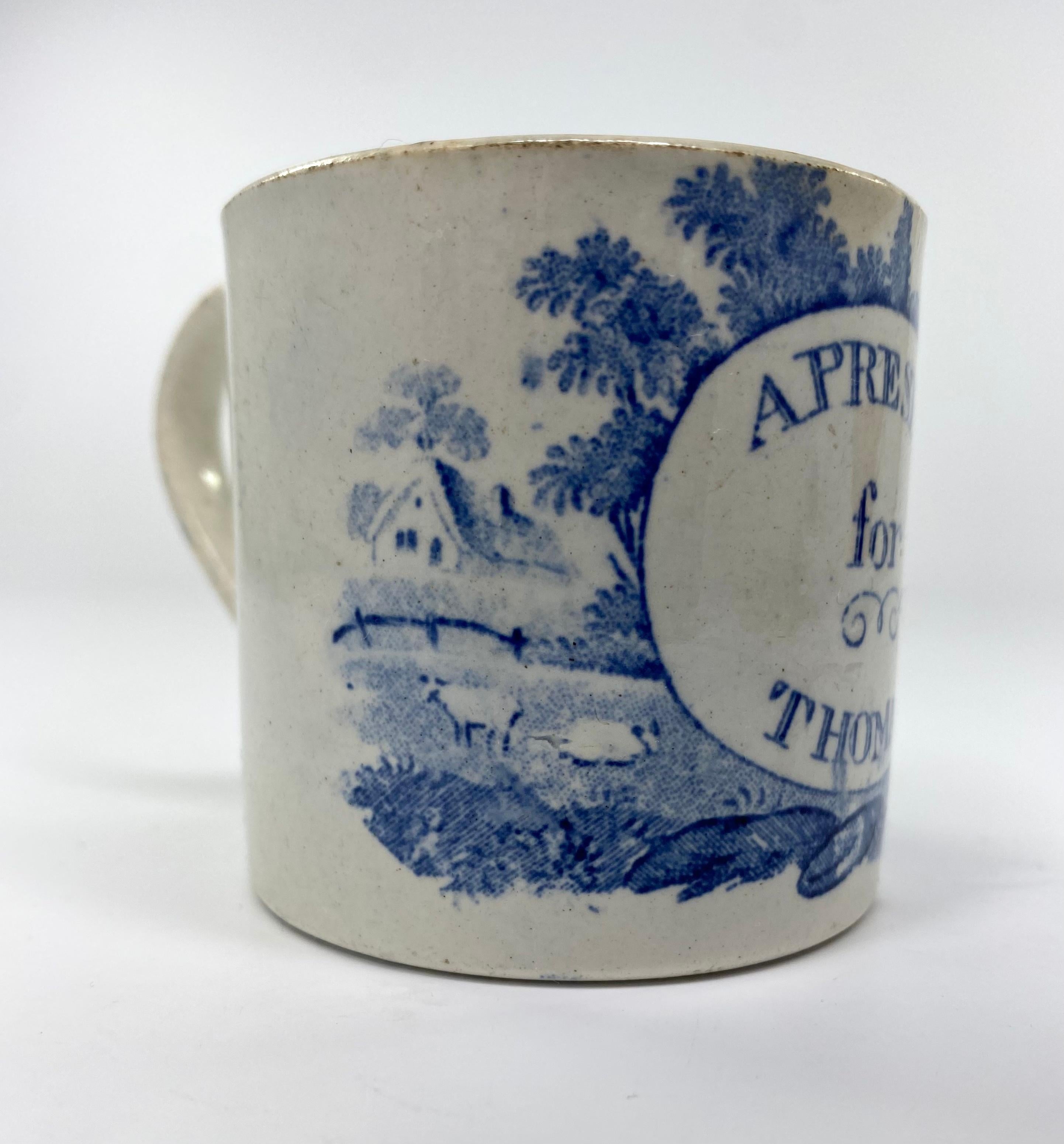 Georgian Staffordshire Child’s Mug ‘Present for Thomas’, c. 1830