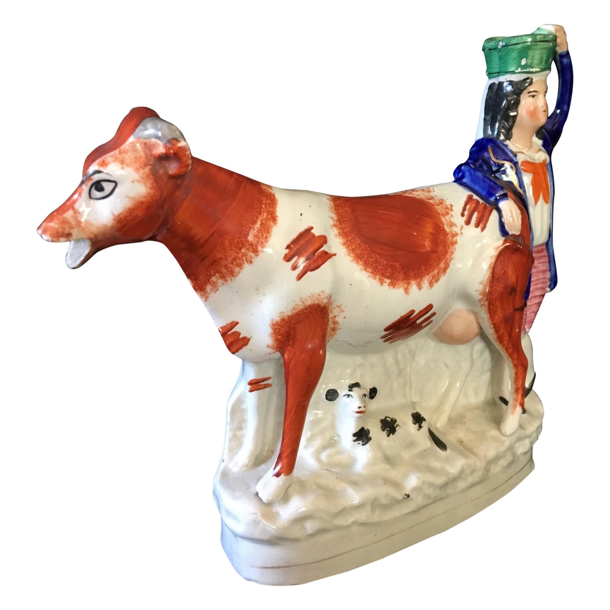 Staffordshire China, Cow Figure, circa 1870