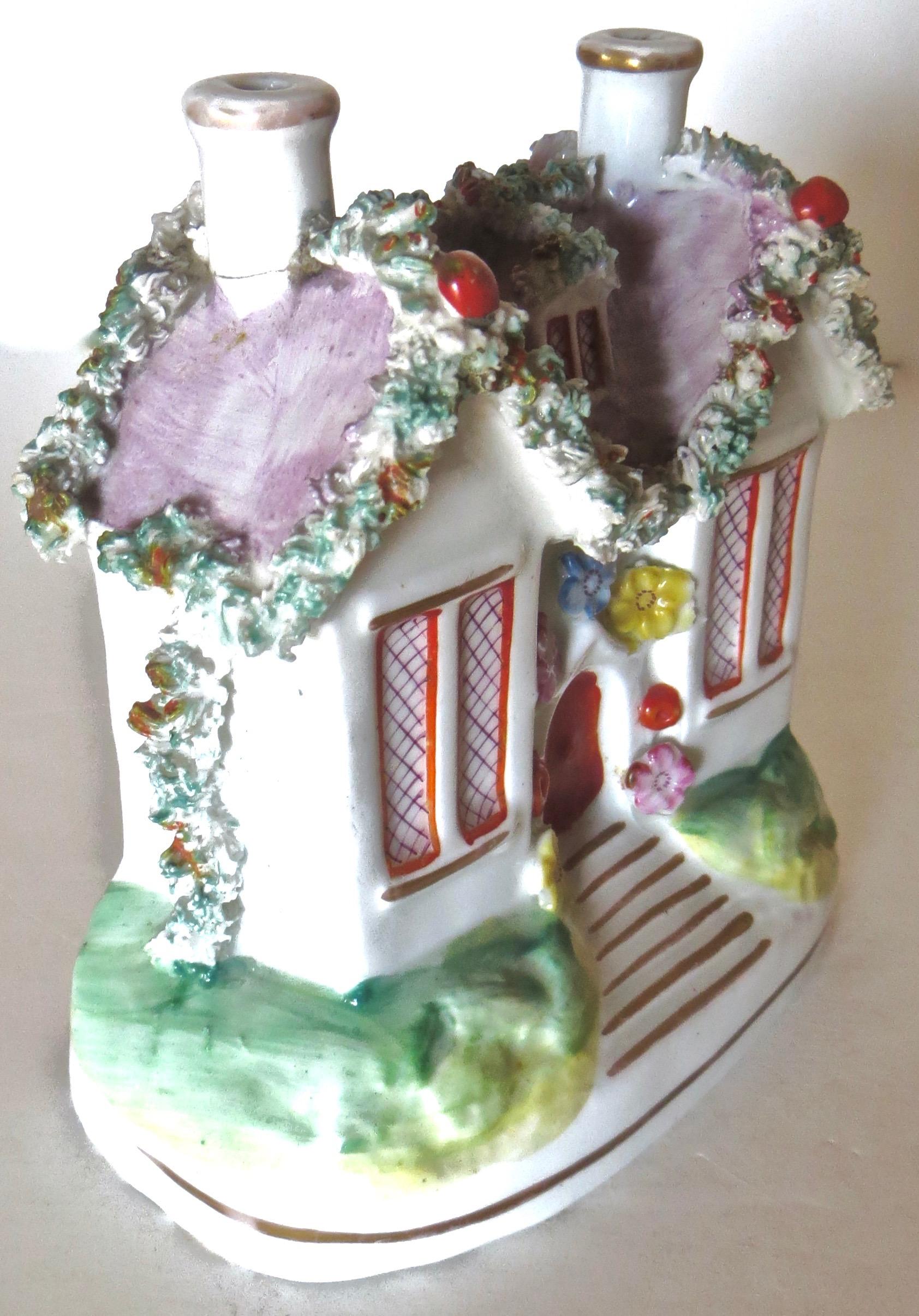 Porcelain Staffordshire Cottage Still Bank, English, circa 1880 For Sale