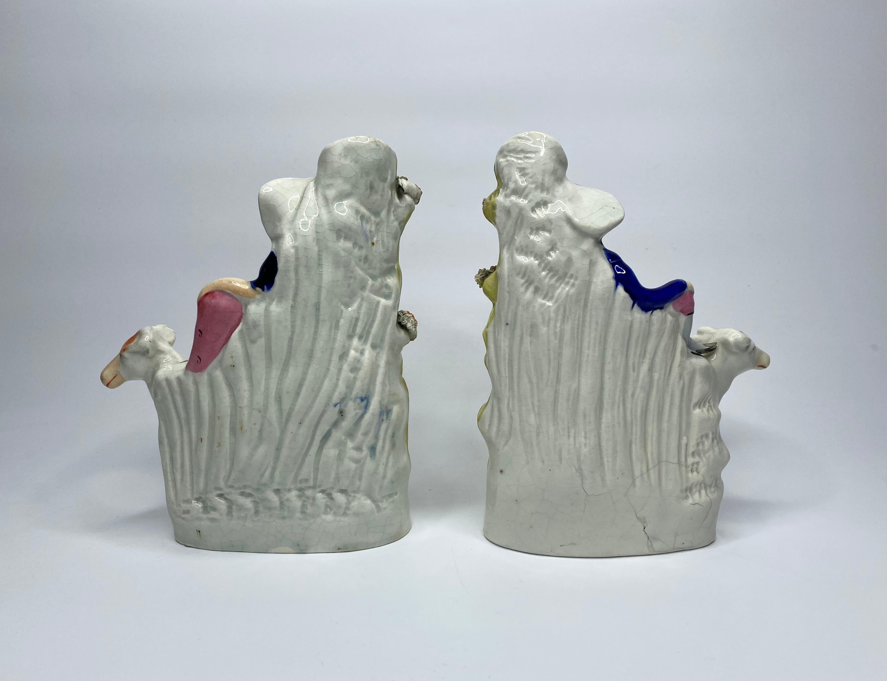 Fired Staffordshire cow spill vases, c. 1860. For Sale