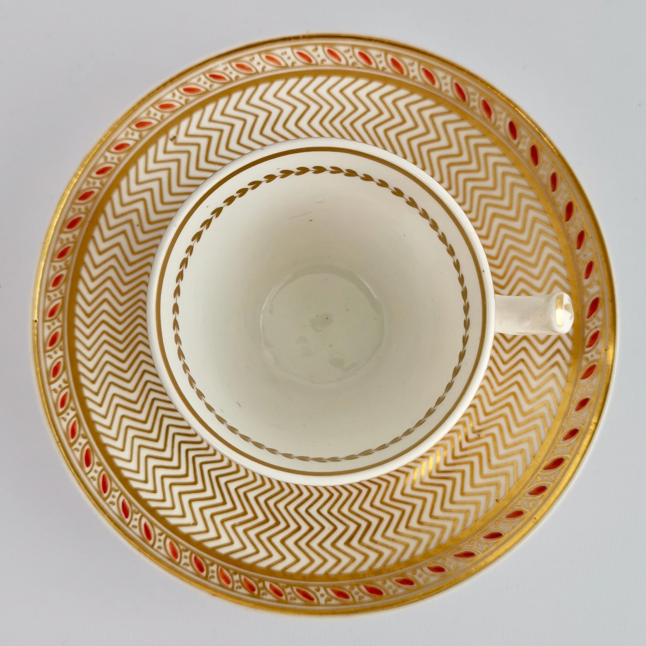 English Staffordshire Creamware Coffee Cup, Gilt Zigzag Pattern, ca 1815