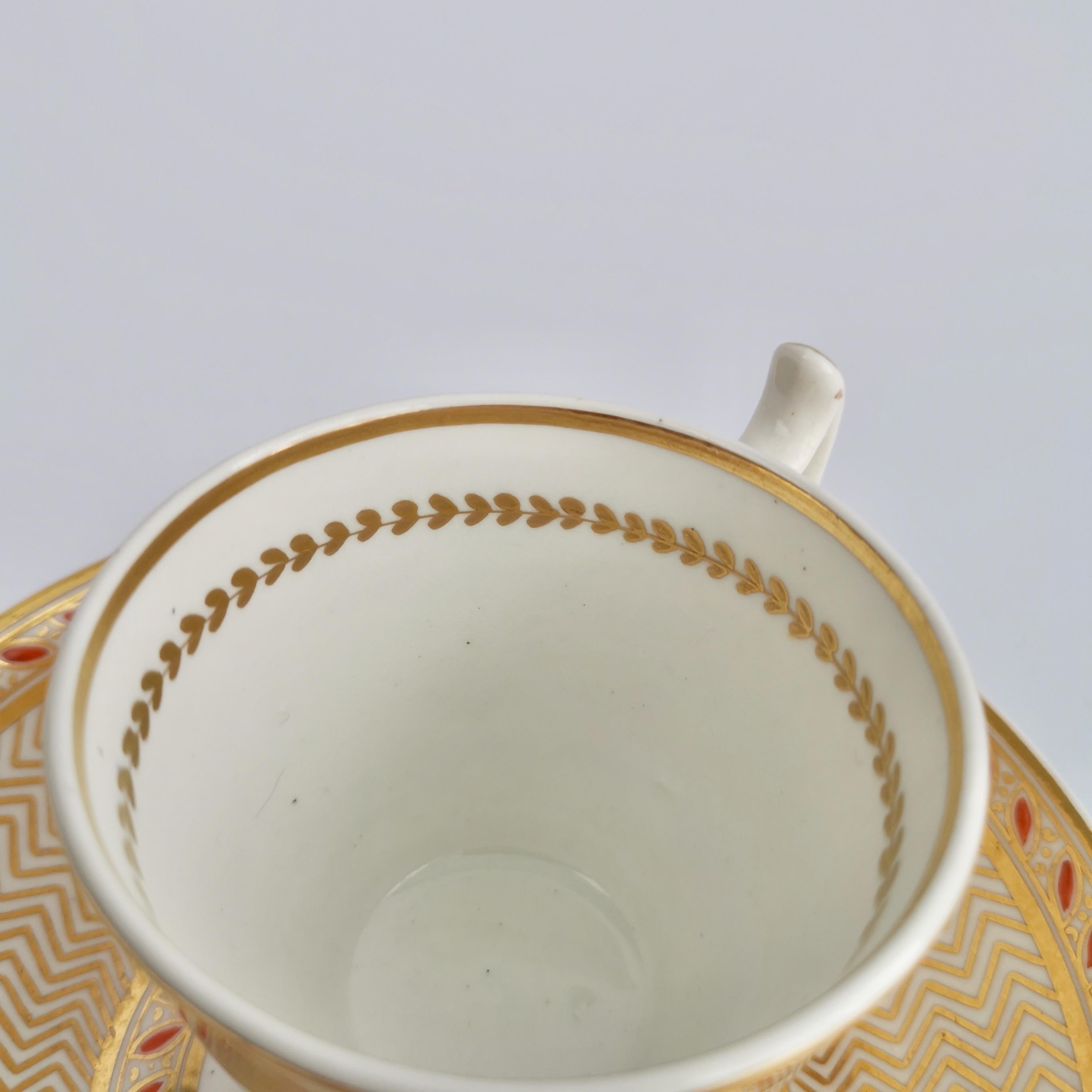 Staffordshire Creamware Coffee Cup, Gilt Zigzag Pattern, ca 1815 1