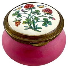 Staffordshire Enamel Old Hall Pink Clover Trinket Box