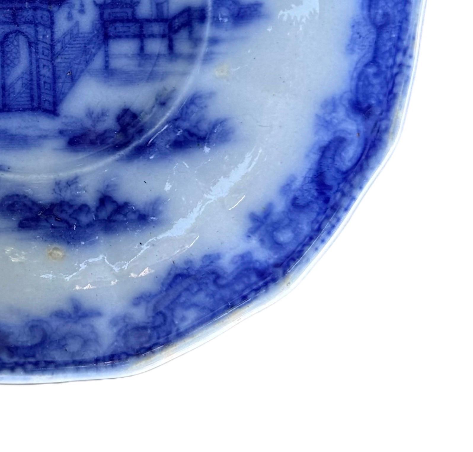 Inglese Piatto in ceramica inglese Staffordshire motivo Whampoa circa 1842 in vendita
