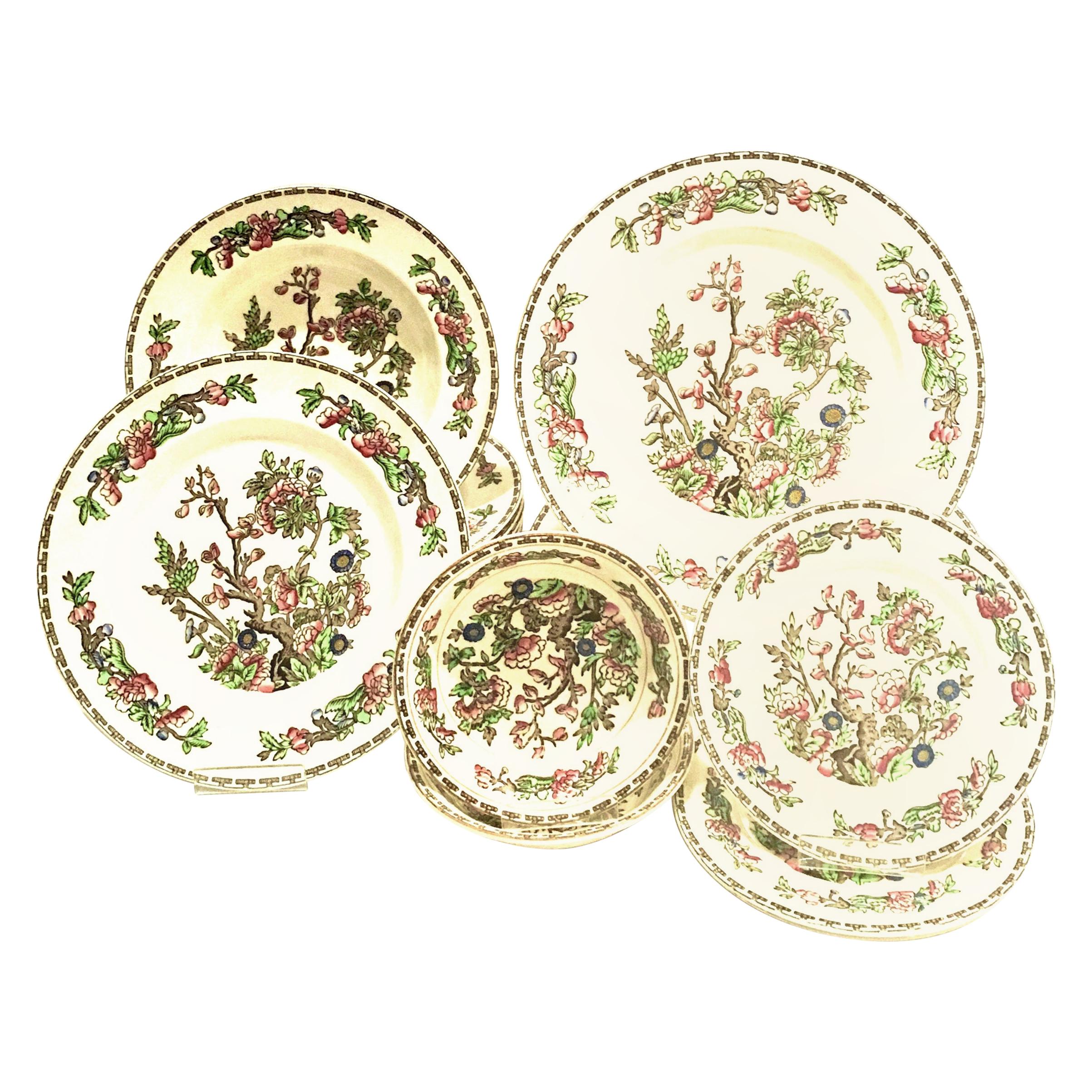 Staffordshire English Dinnerware "the India Tree" by, Alfred Meakin Set of 14 For Sale