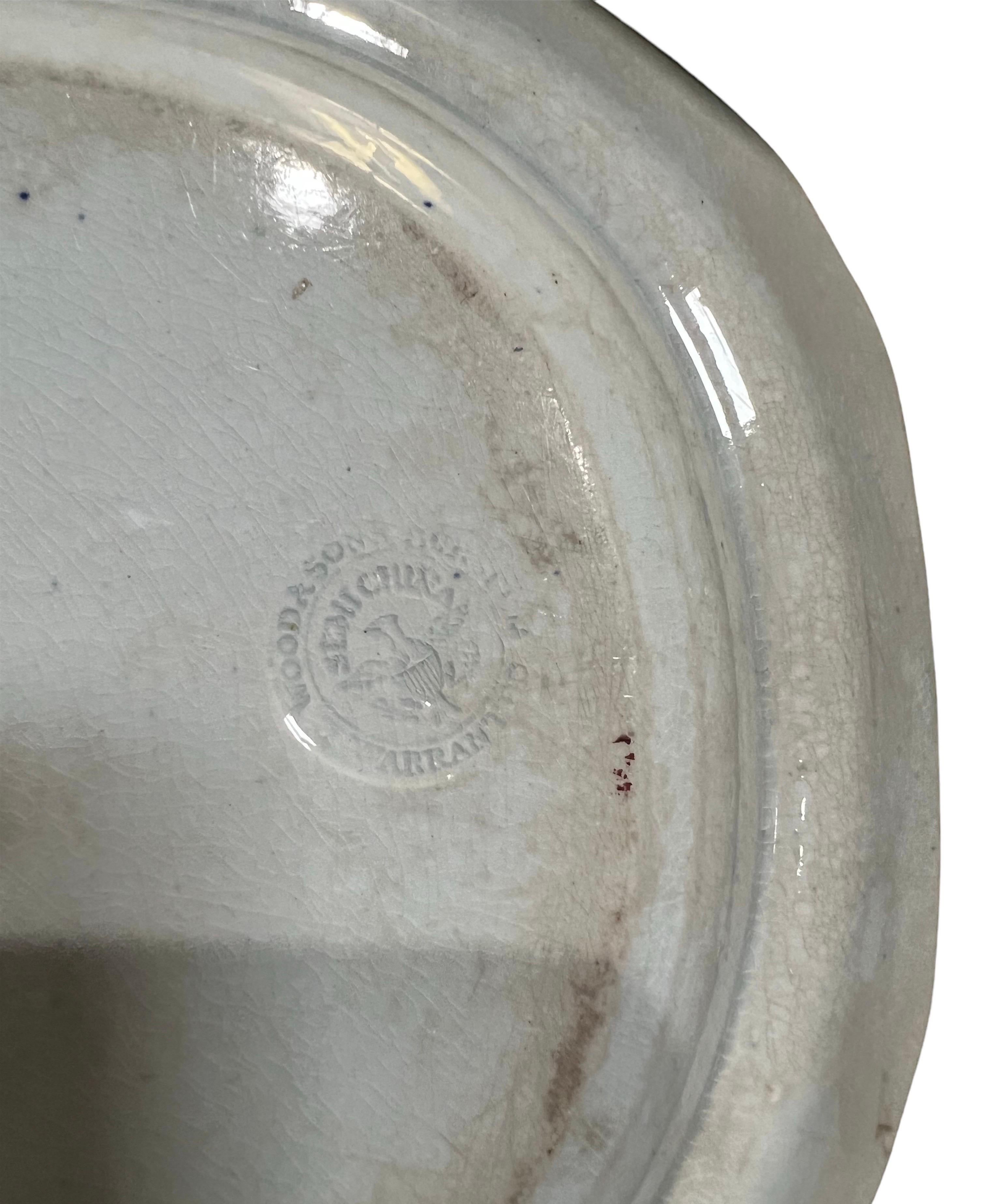 19th Century Staffordshire English View / Nautical Motif Transfer-Printed Ceramic Platter For Sale