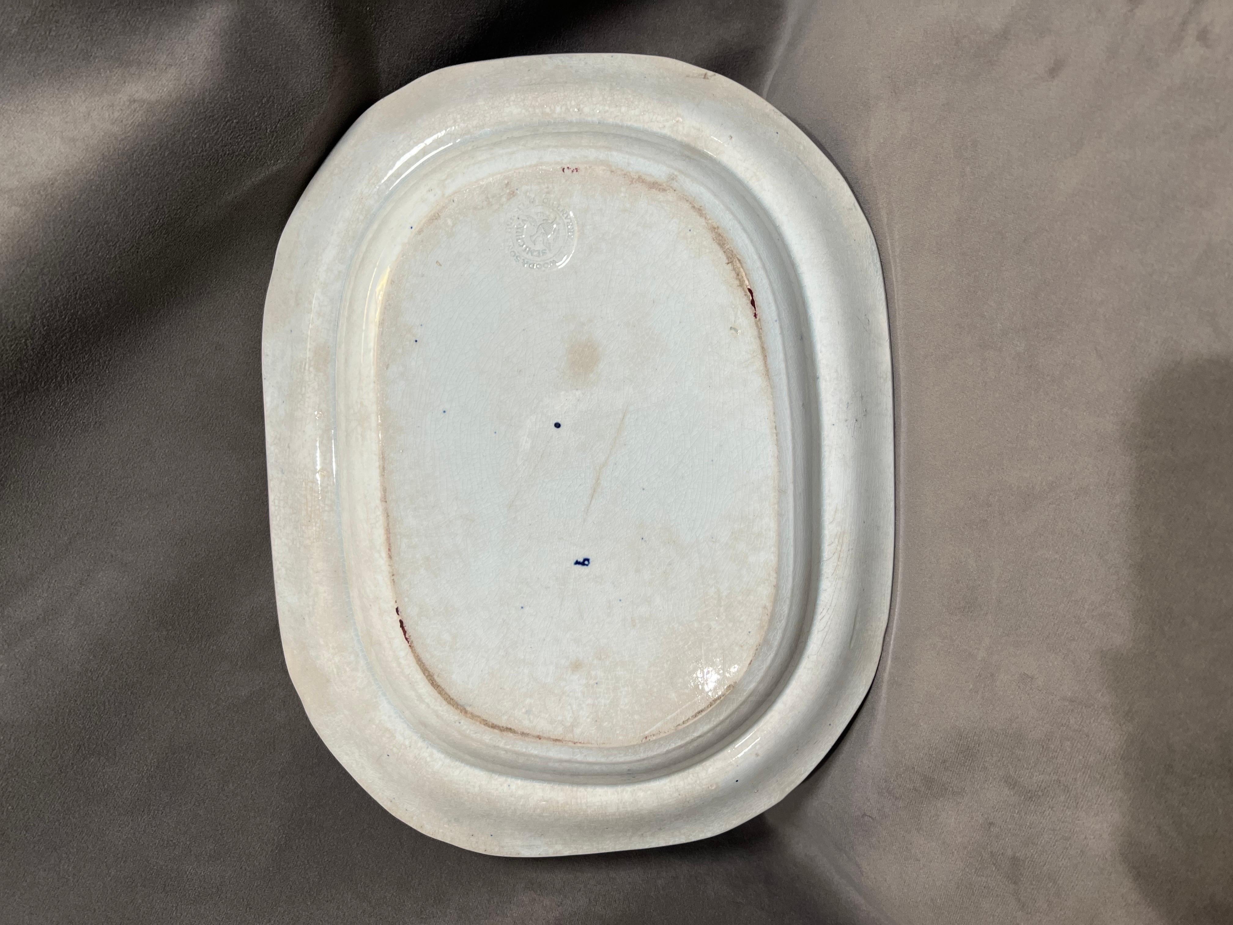 Staffordshire English View / Nautical Motif Transfer-Printed Ceramic Platter For Sale 2
