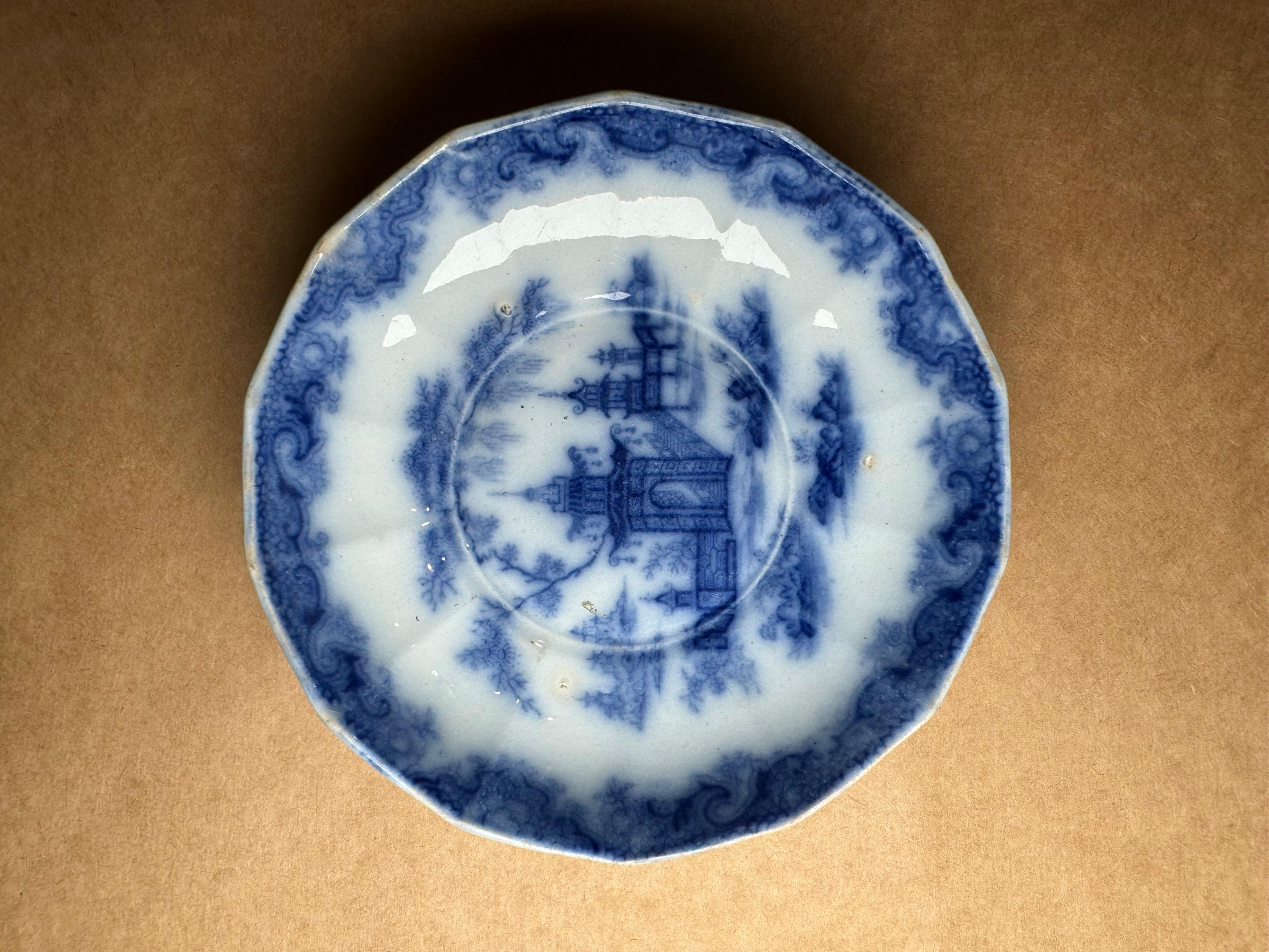 Plato de cerámica de Staffordshire Inglés Whampoa Pattern Transfer-Printed 6.25
