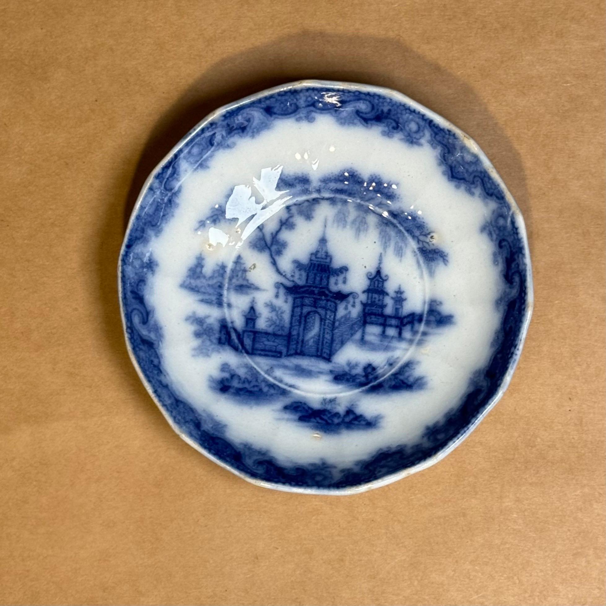 Plato de cerámica de Staffordshire Inglés Whampoa Patrón Impreso por Transferencia 6,25 siglo XIX