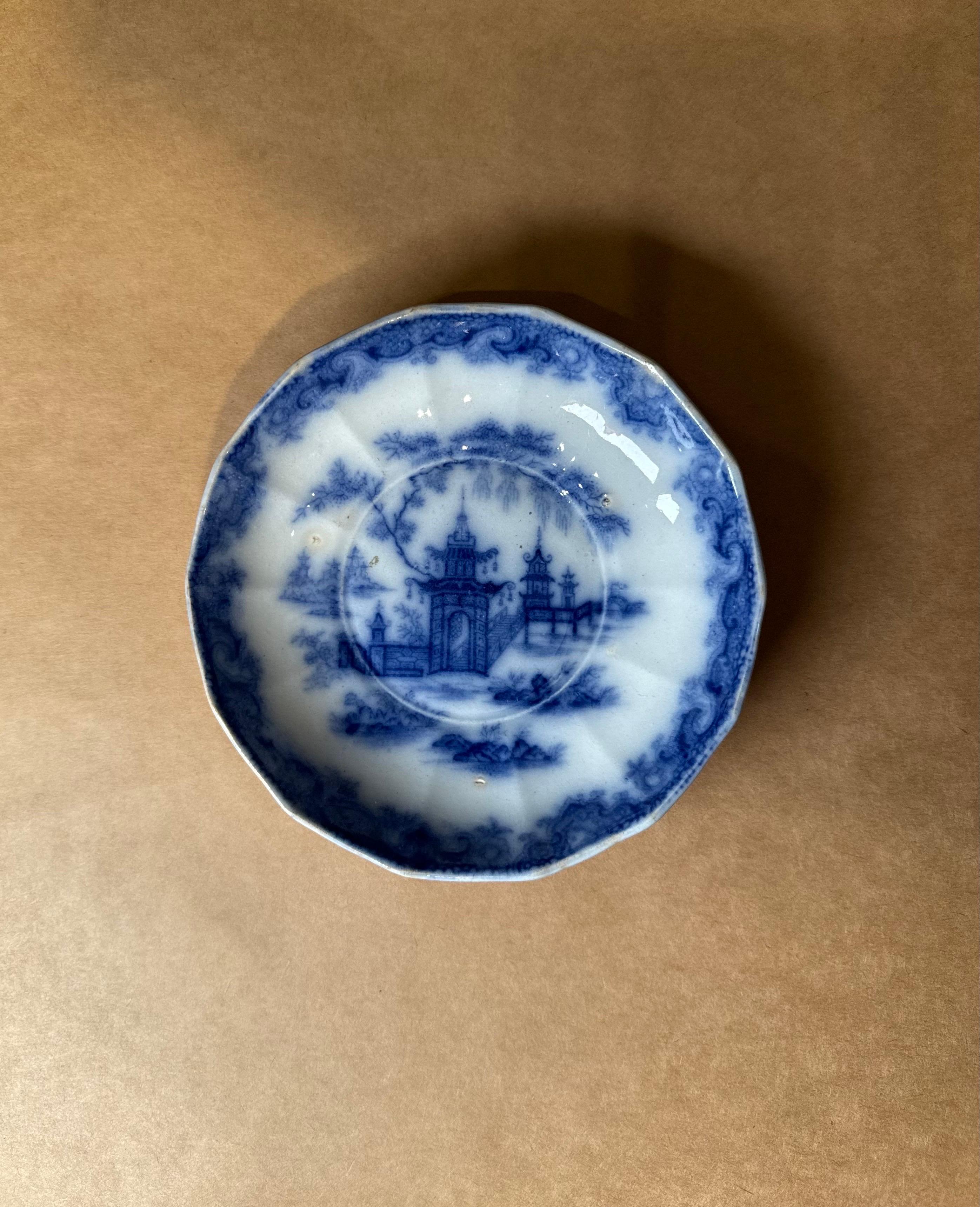 Plato de cerámica de Staffordshire Inglés Whampoa Patrón Impreso por Transferencia 6,25 1