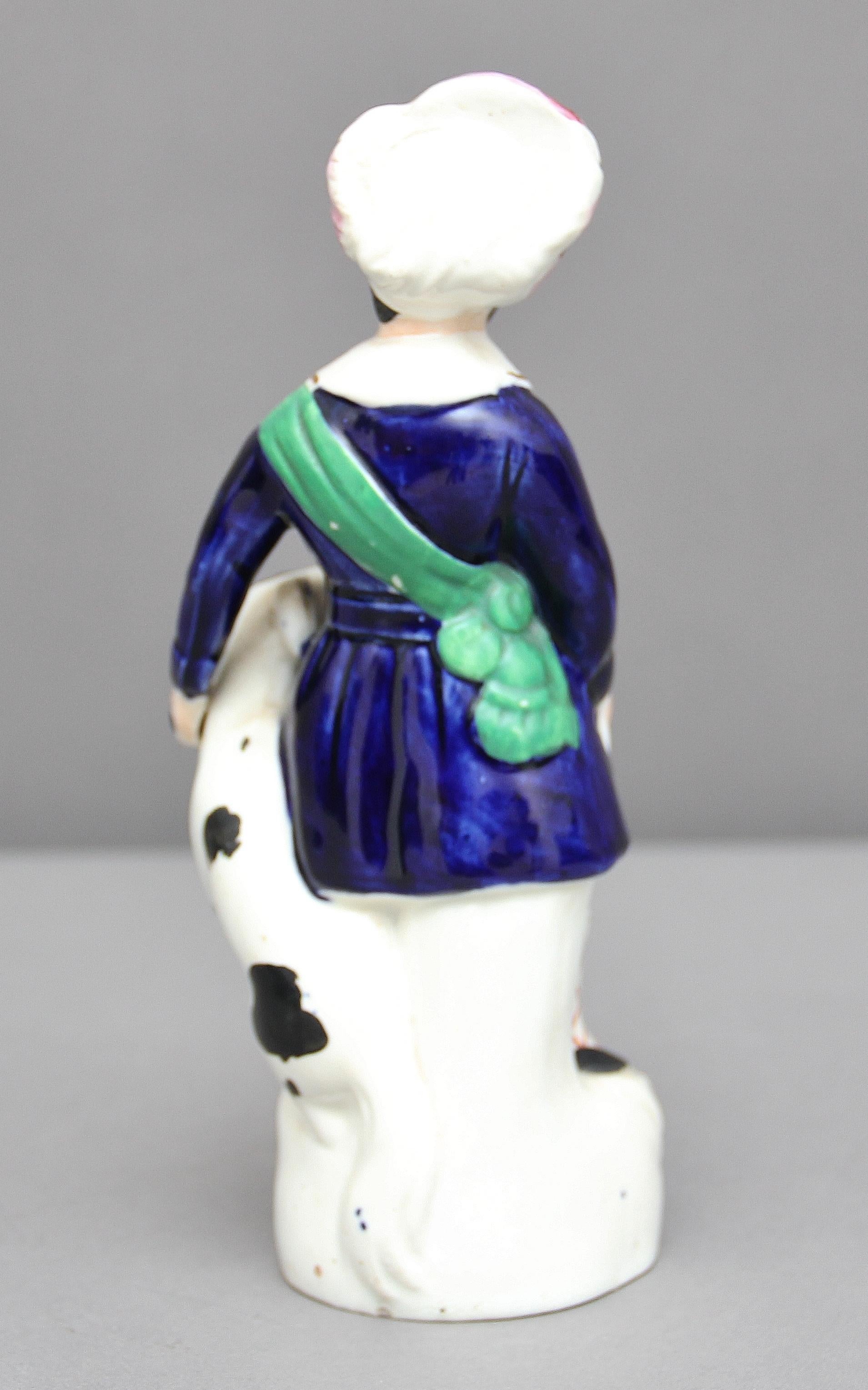 Victorian Staffordshire Figure of a Boy and His Dog