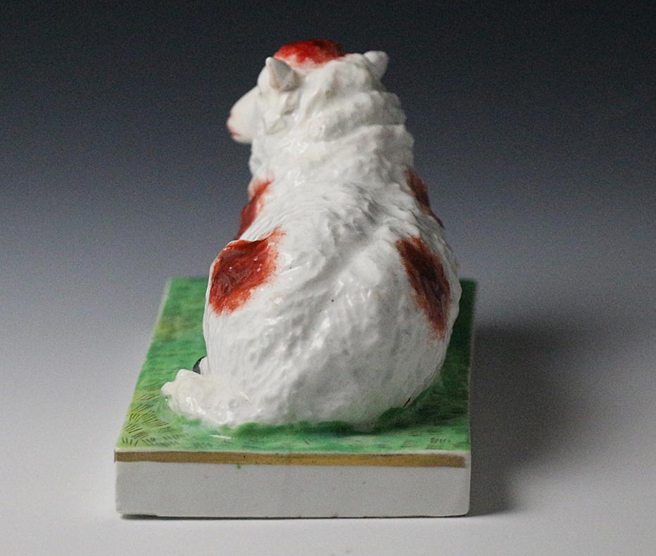 Porcelain Staffordshire Figure of a Ewe on Oblong Base, English, Early 19th Century Period For Sale