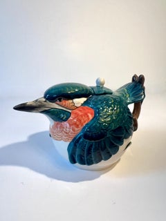 Staffordshire Fine Ceramic Woodland Birds Hand Painted Kingfisher Bird Teapot