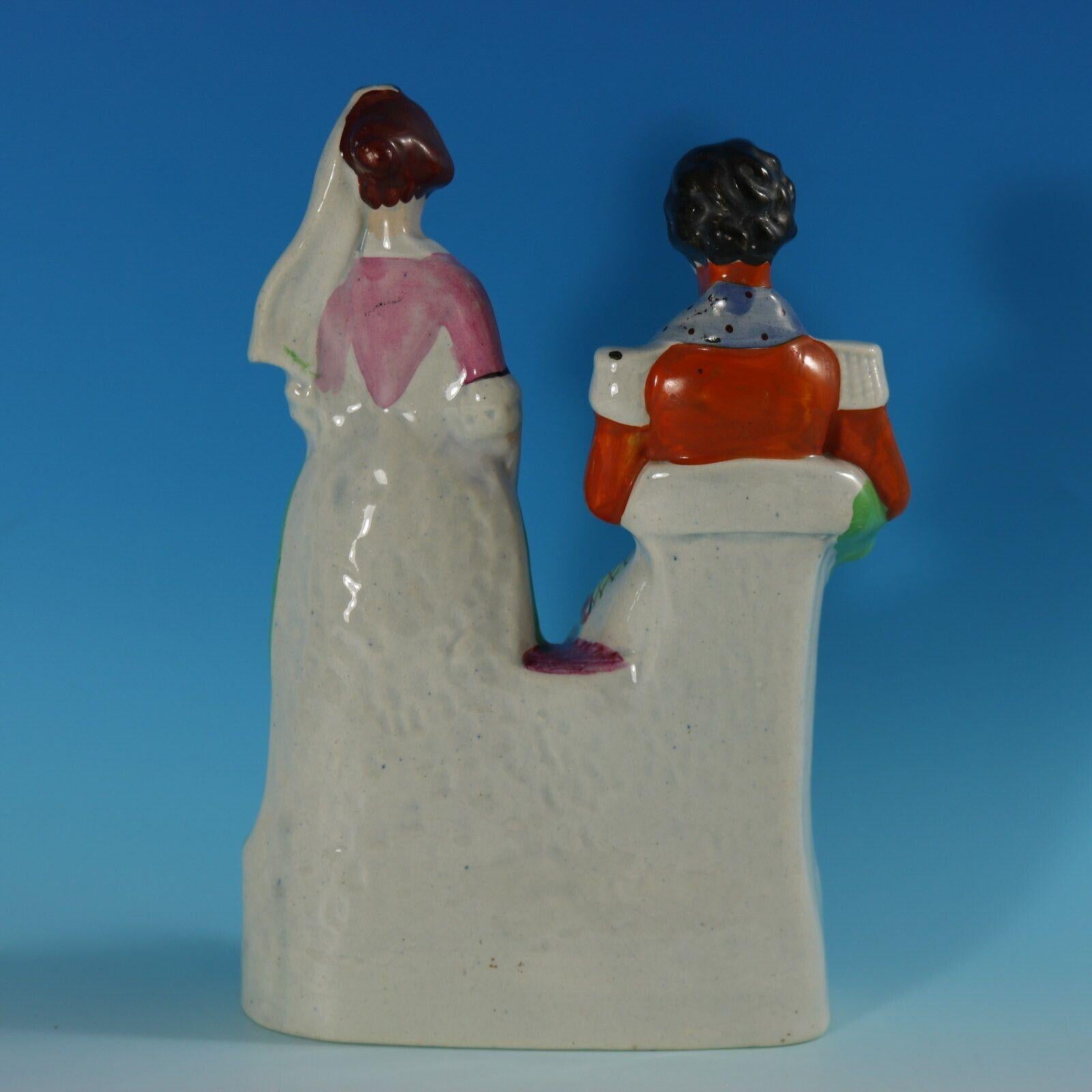 Victorian Staffordshire Florence Nightingale with Soldier Figure For Sale