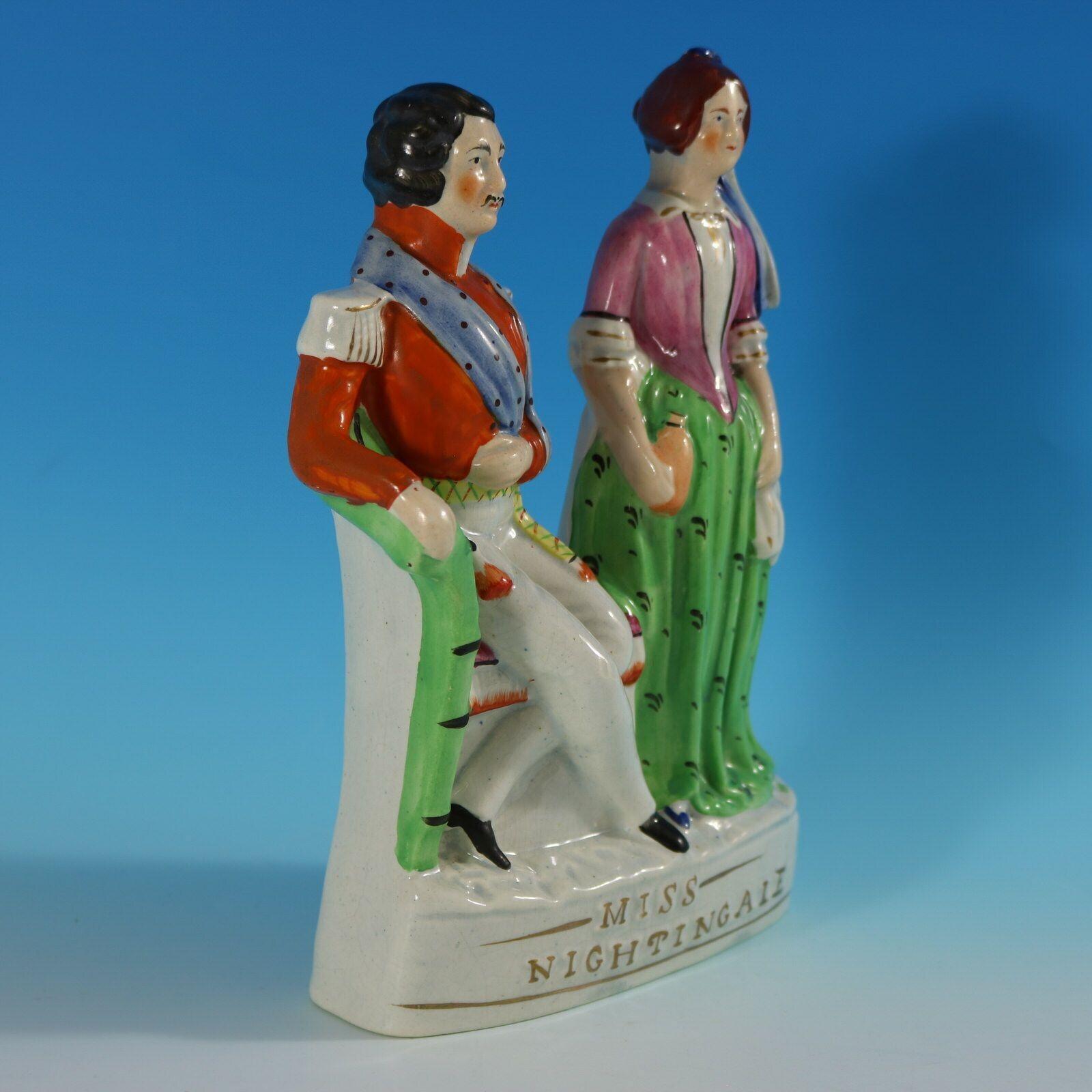 Mid-19th Century Staffordshire Florence Nightingale with Soldier Figure For Sale