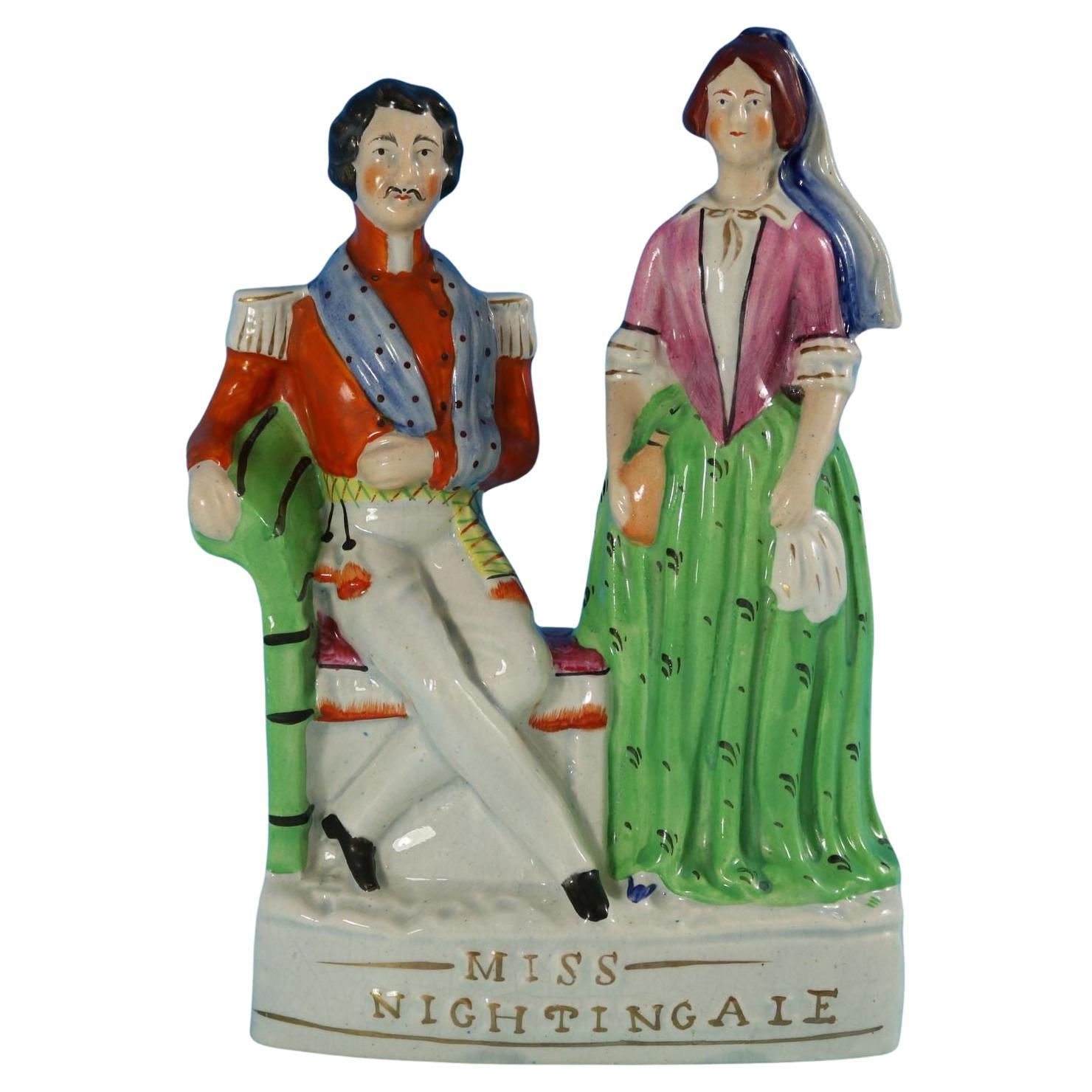 Staffordshire Florence Nightingale with Soldier Figure For Sale