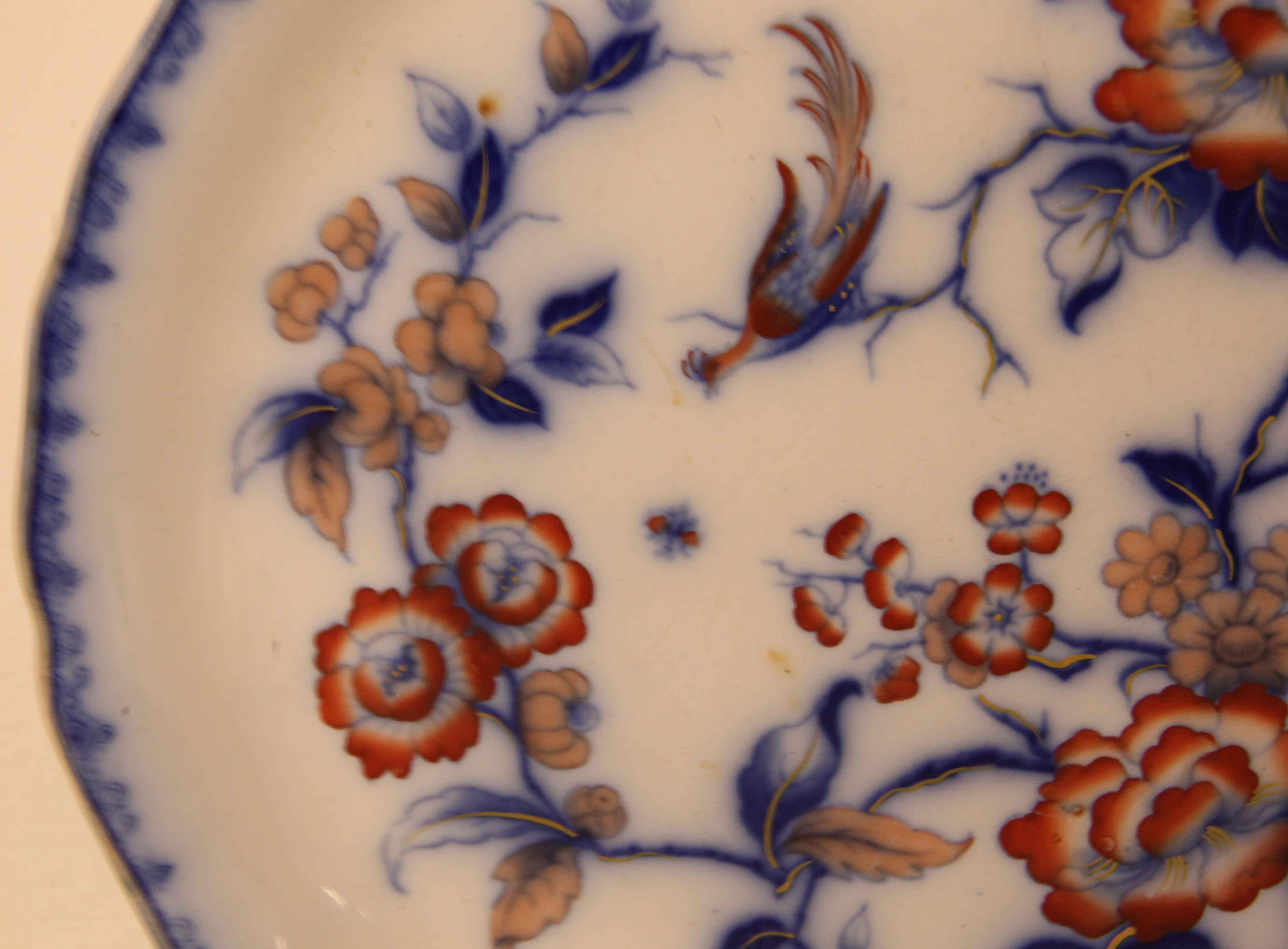 English Staffordshire Flow Blue Serving Plate For Sale