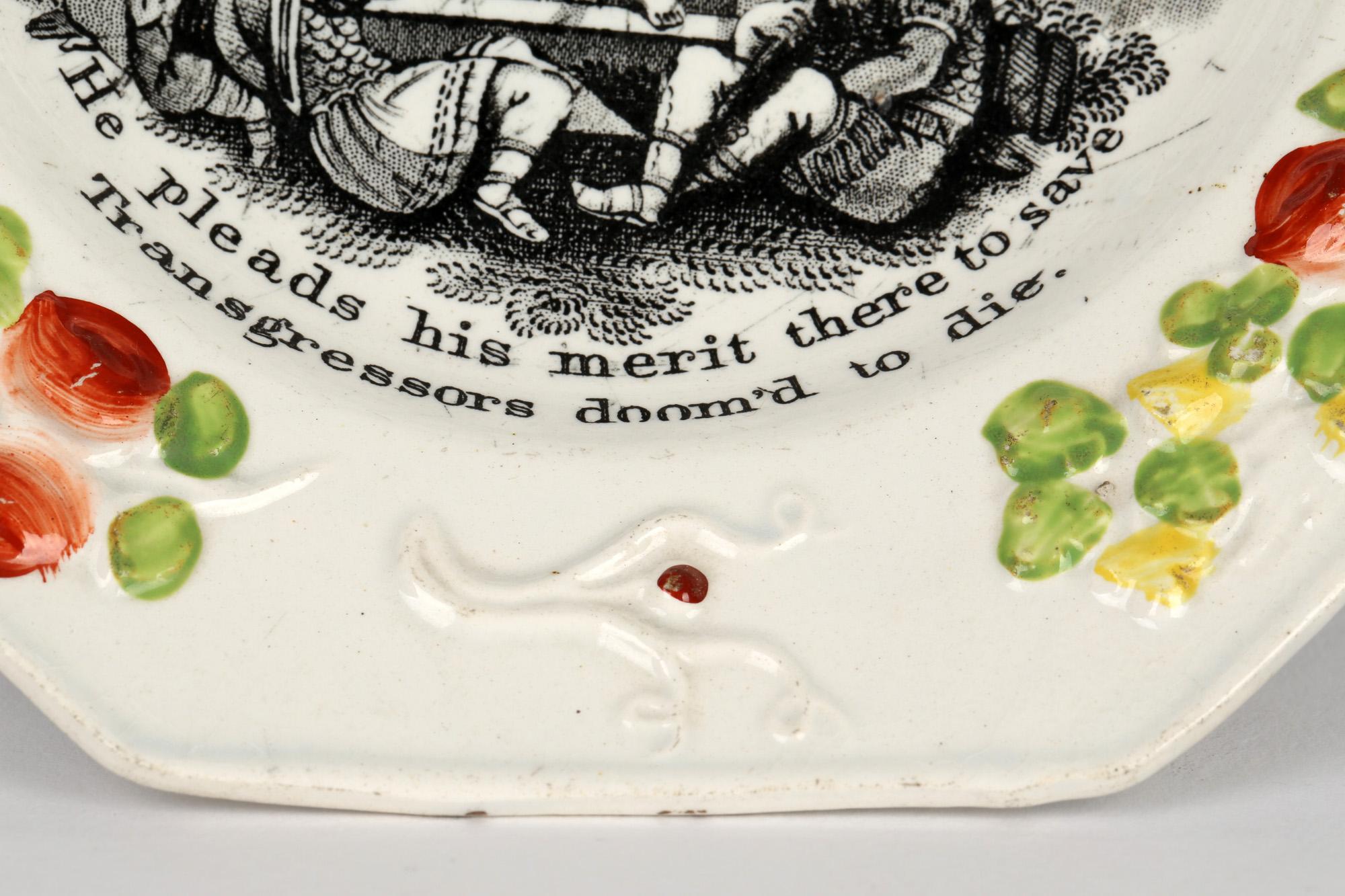 Staffordshire Georgian Two Pearlware Religious Printed Childs Plates with Verse For Sale 6
