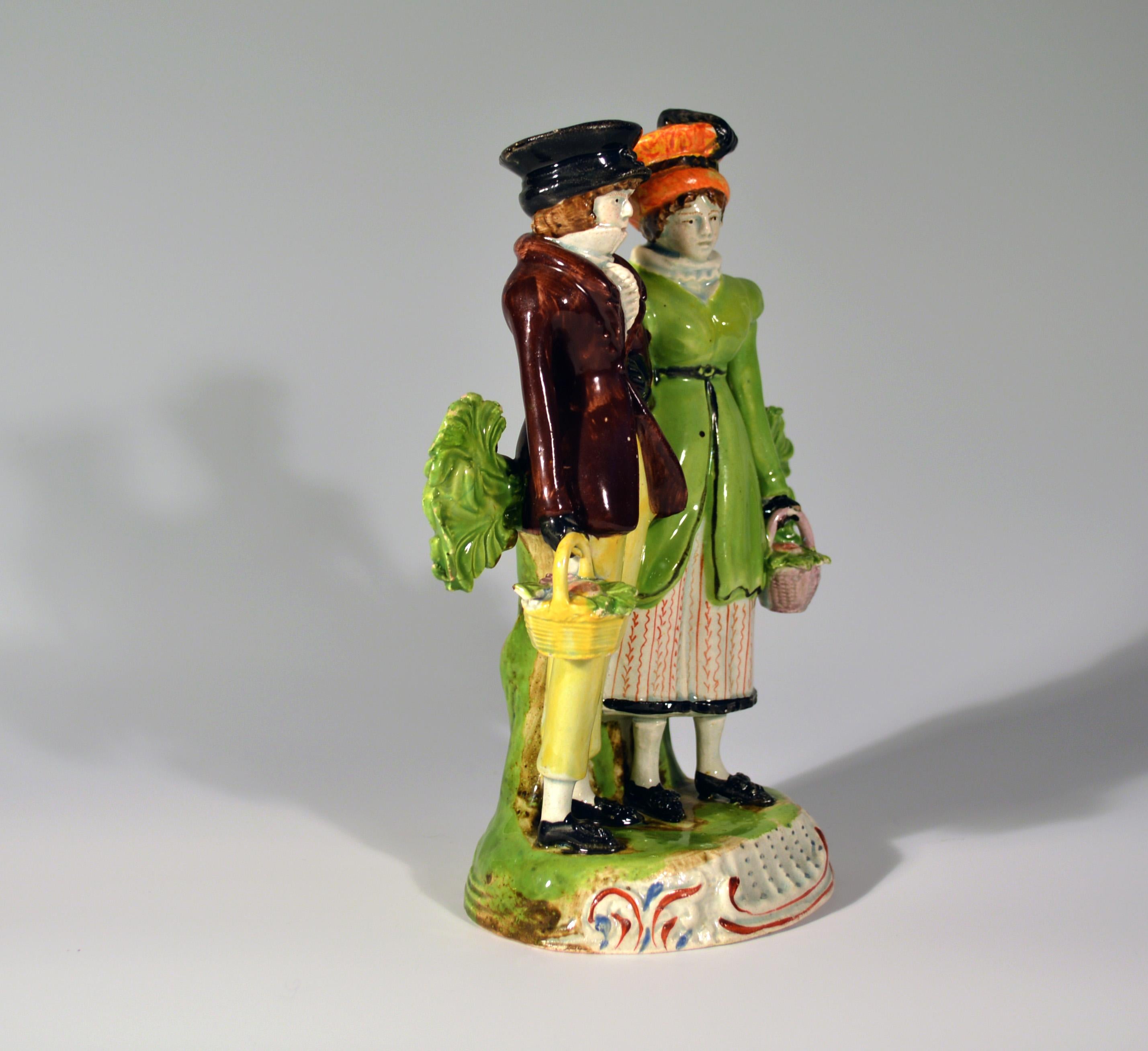 English Staffordshire Group of Courting Couple or Dandies, circa 1825