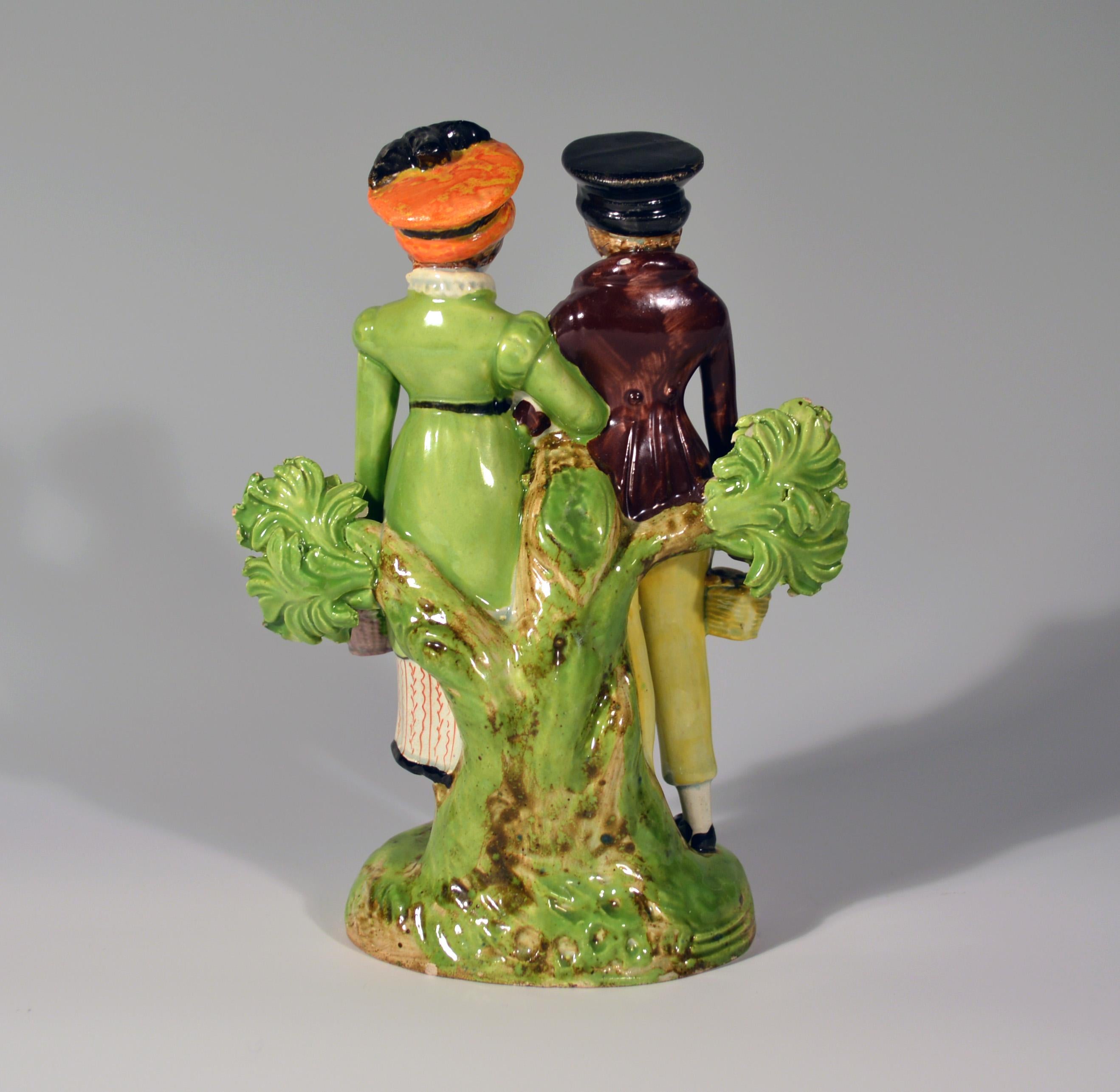 Staffordshire Group of Courting Couple or Dandies, circa 1825 In Good Condition In Downingtown, PA