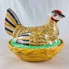 Staffordshire Hand-Painted Hen on Nest of Eggs Tureen