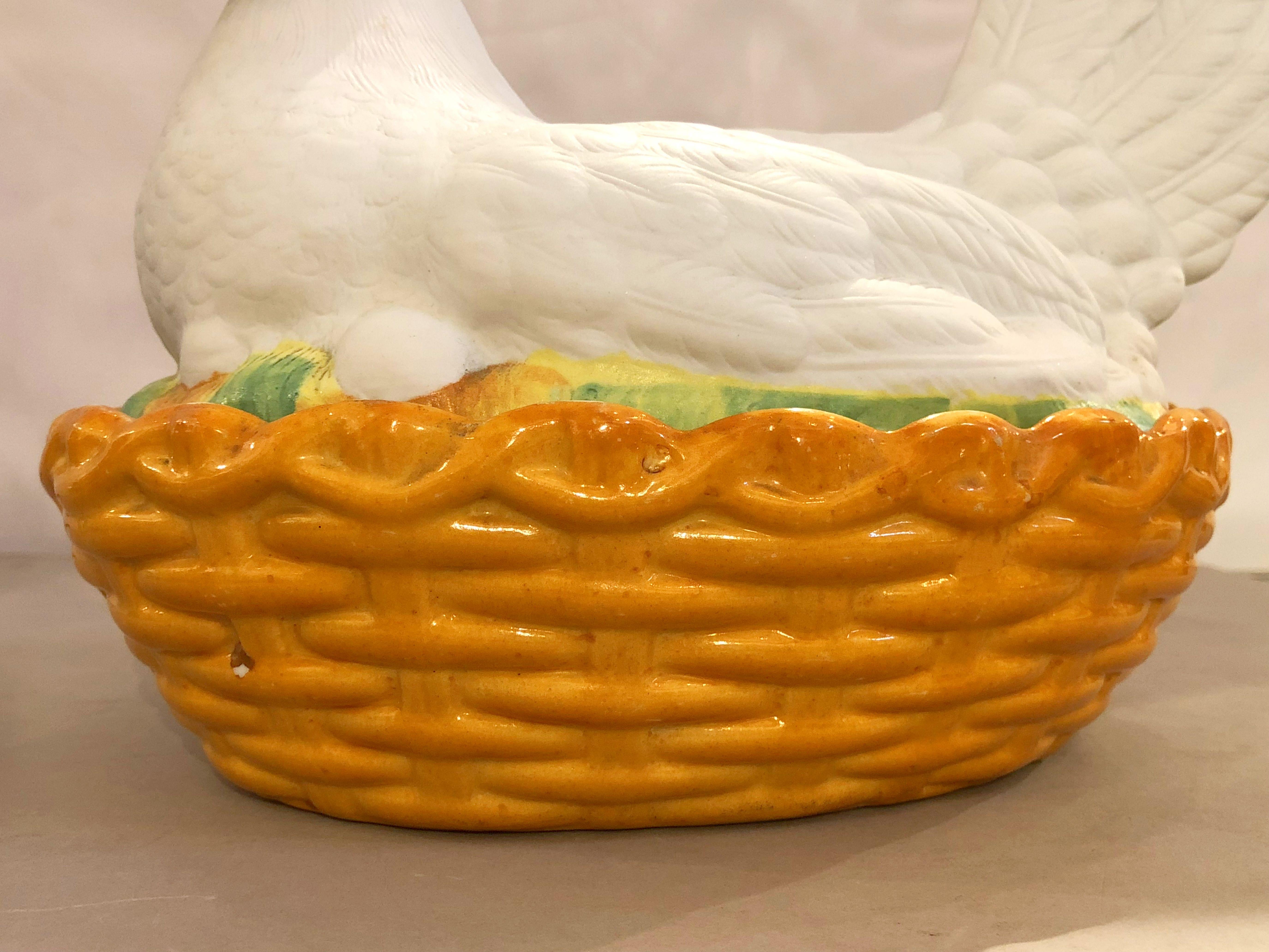 Staffordshire Hen on Nest or Basket Tureen from 19th Century, England 2