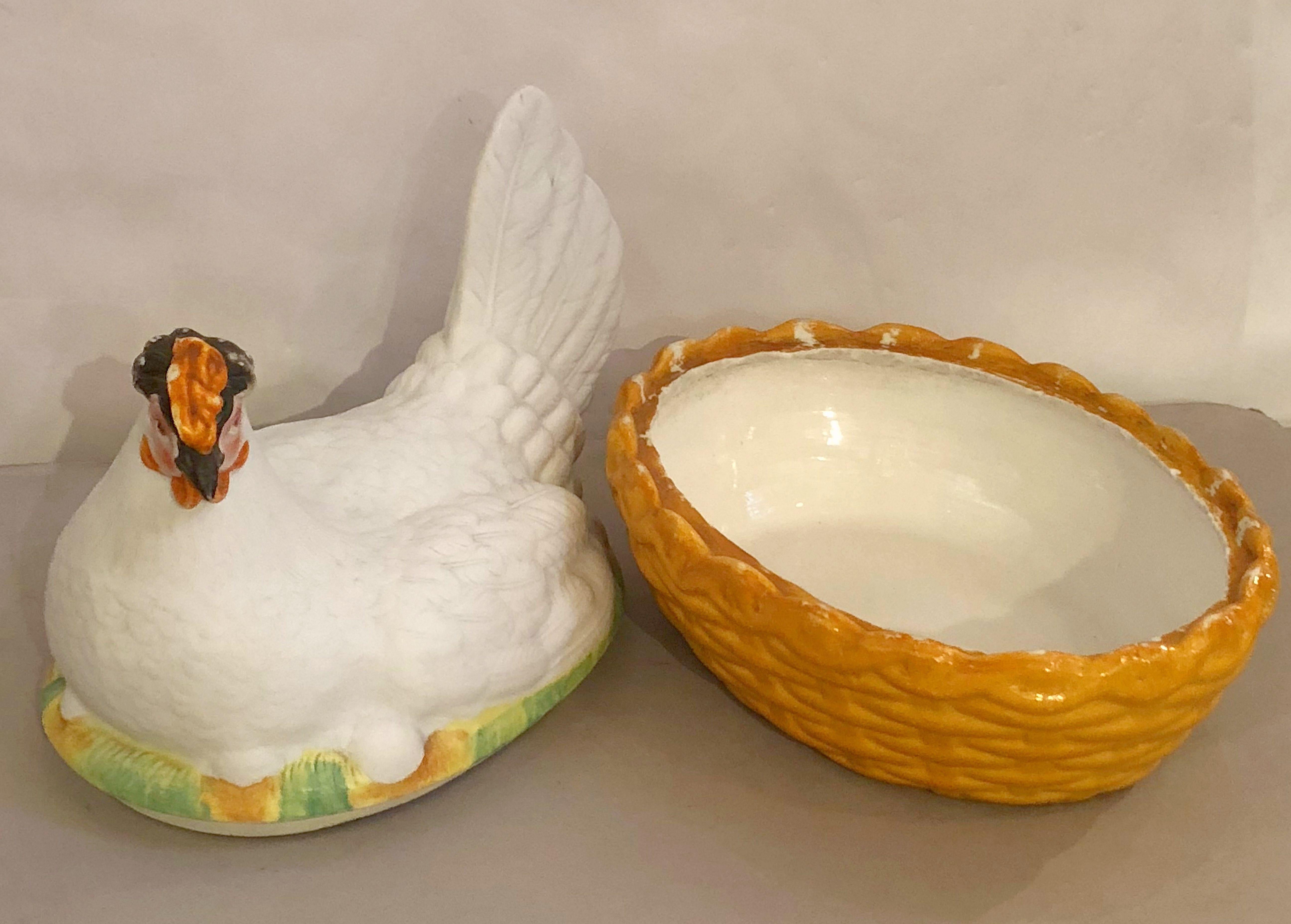 Staffordshire Hen on Nest or Basket Tureen from 19th Century, England 8