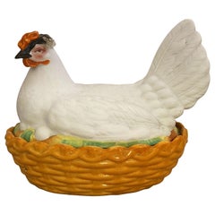 Staffordshire Hen on Nest or Basket Tureen from 19th Century, England