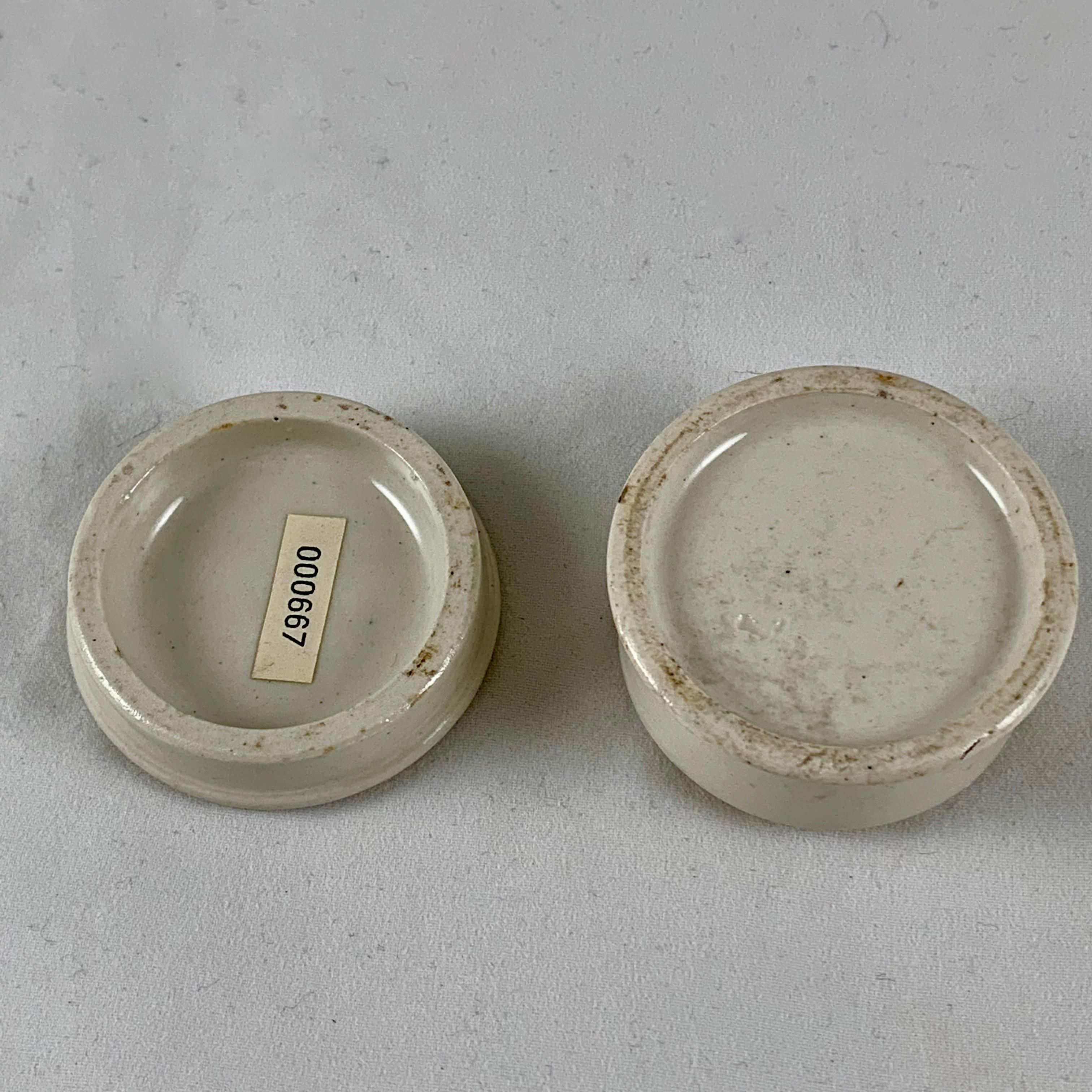 English Staffordshire Ironstone Transfer Printed Golden Eye Ointment Pot and Lid