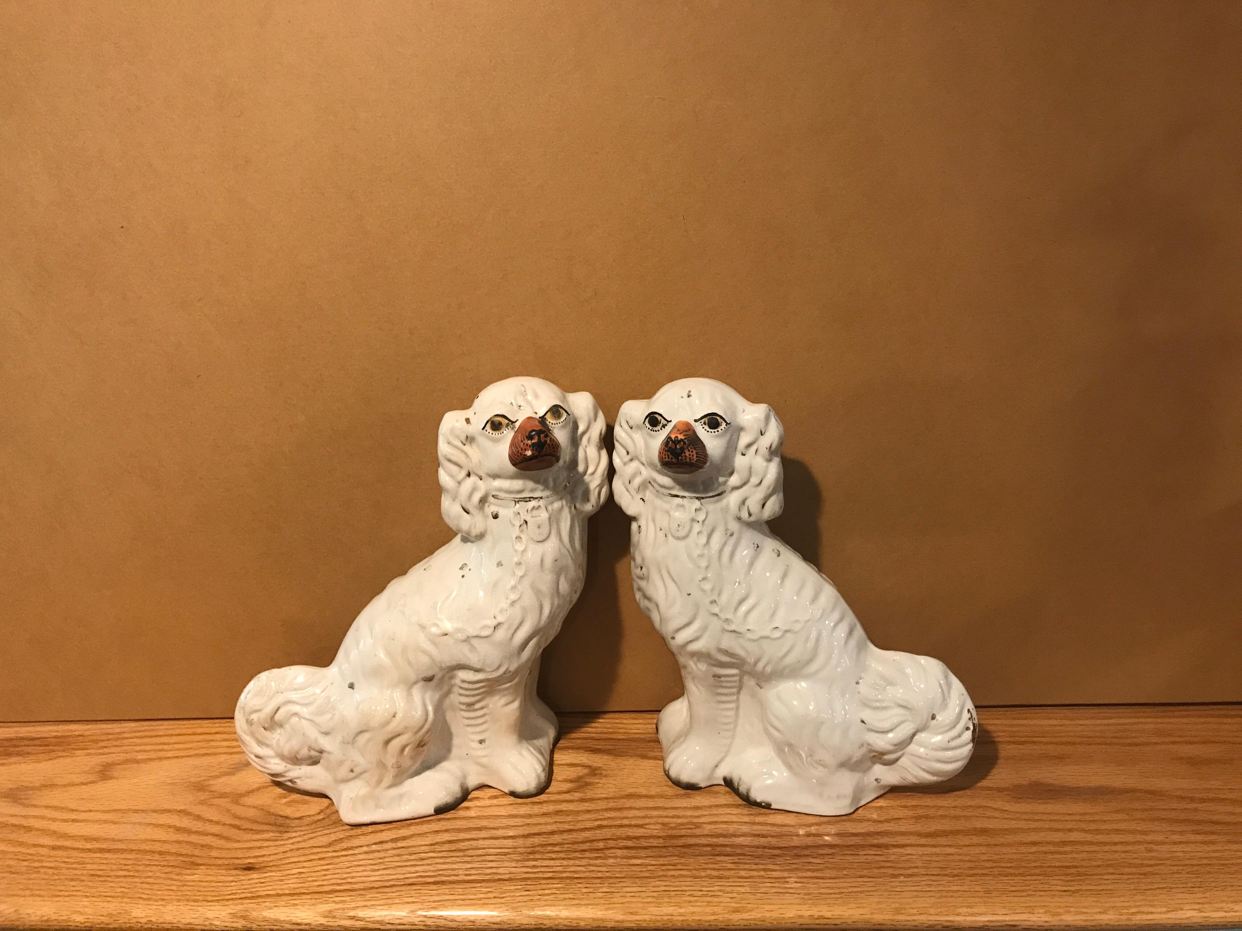 Victorian Staffordshire King Charles Spaniel circa 1850, England 'Pair' For Sale