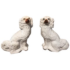 Antique Staffordshire King Charles Spaniel circa 1850, England 'Pair'