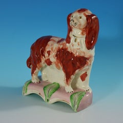 Staffordshire King Charles Spaniel on Leaf Base