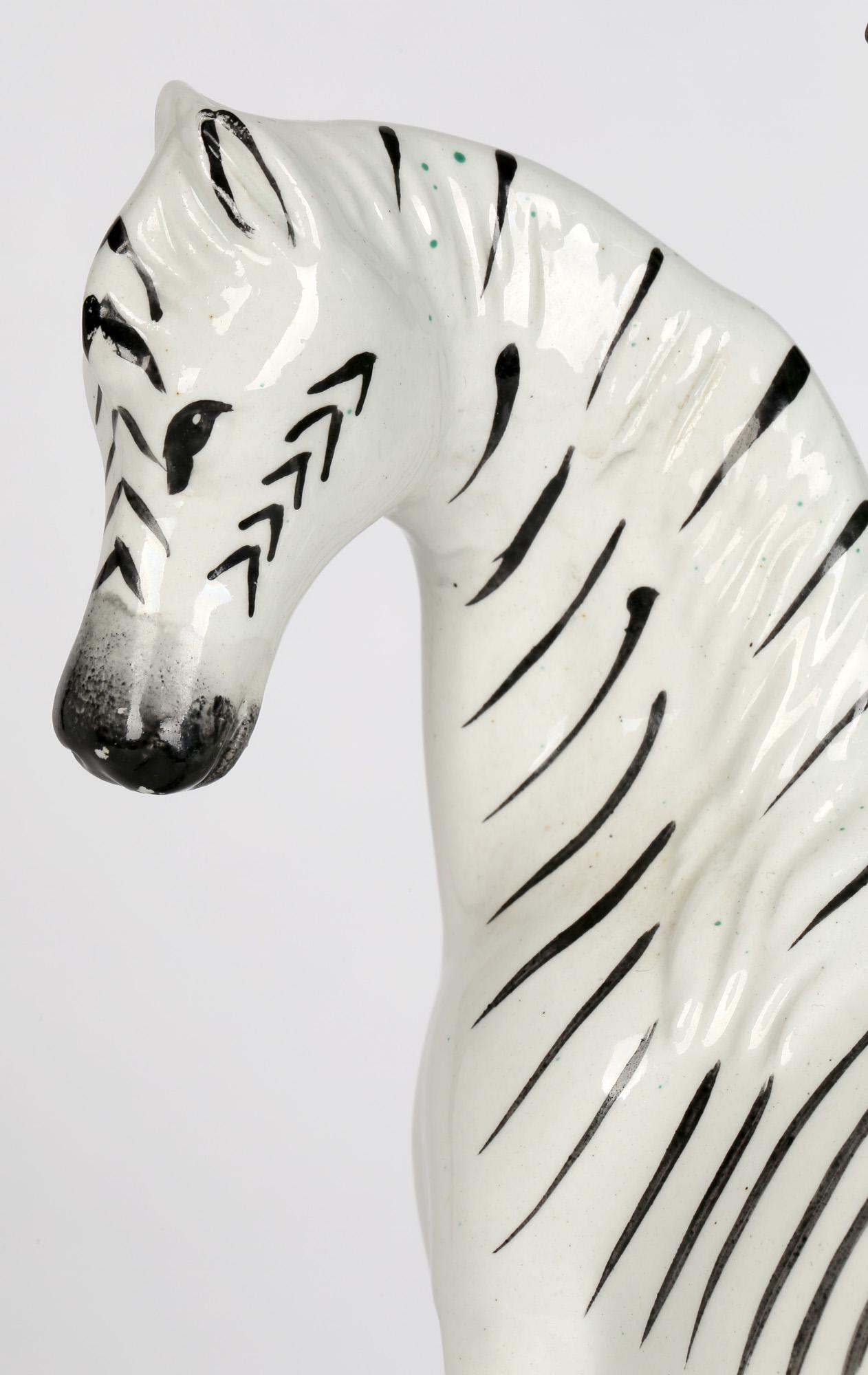 Staffordshire Large Rare Zebra and Foal Pottery Spill Vase 10