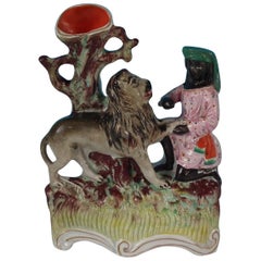 Staffordshire Macombo and Lion Spill Vase