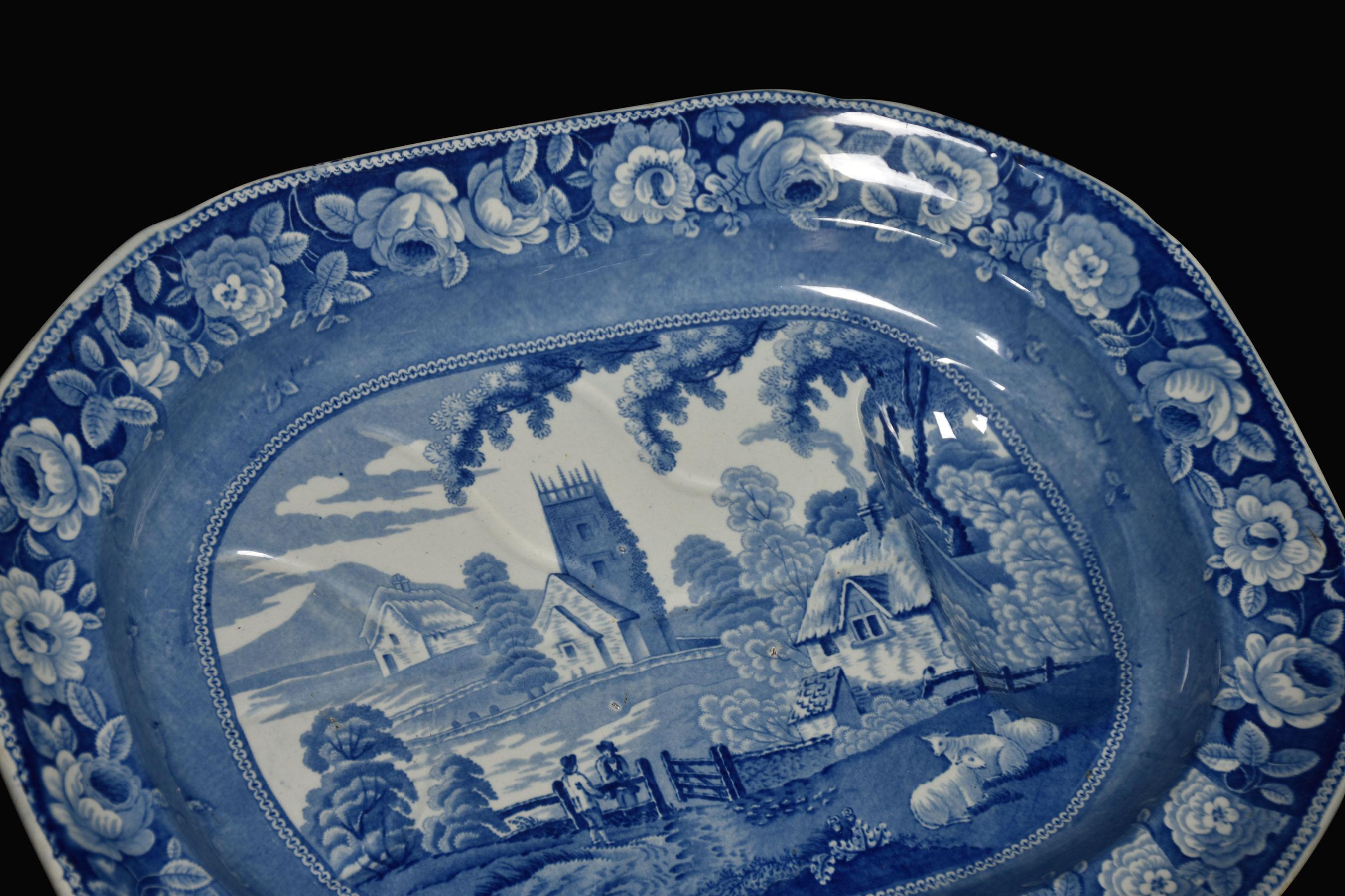 Staffordshire 19th century blue and white meat draining plate.
Dimensions
Height 2.5 inches
Width 21 inches
Depth 16 inches.