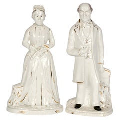 Paire de portraits politiques de M. et Mme Gladstone en poterie du Staffordshire