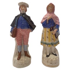Staffordshire pair of figures School Boy and G Circa 1870irl