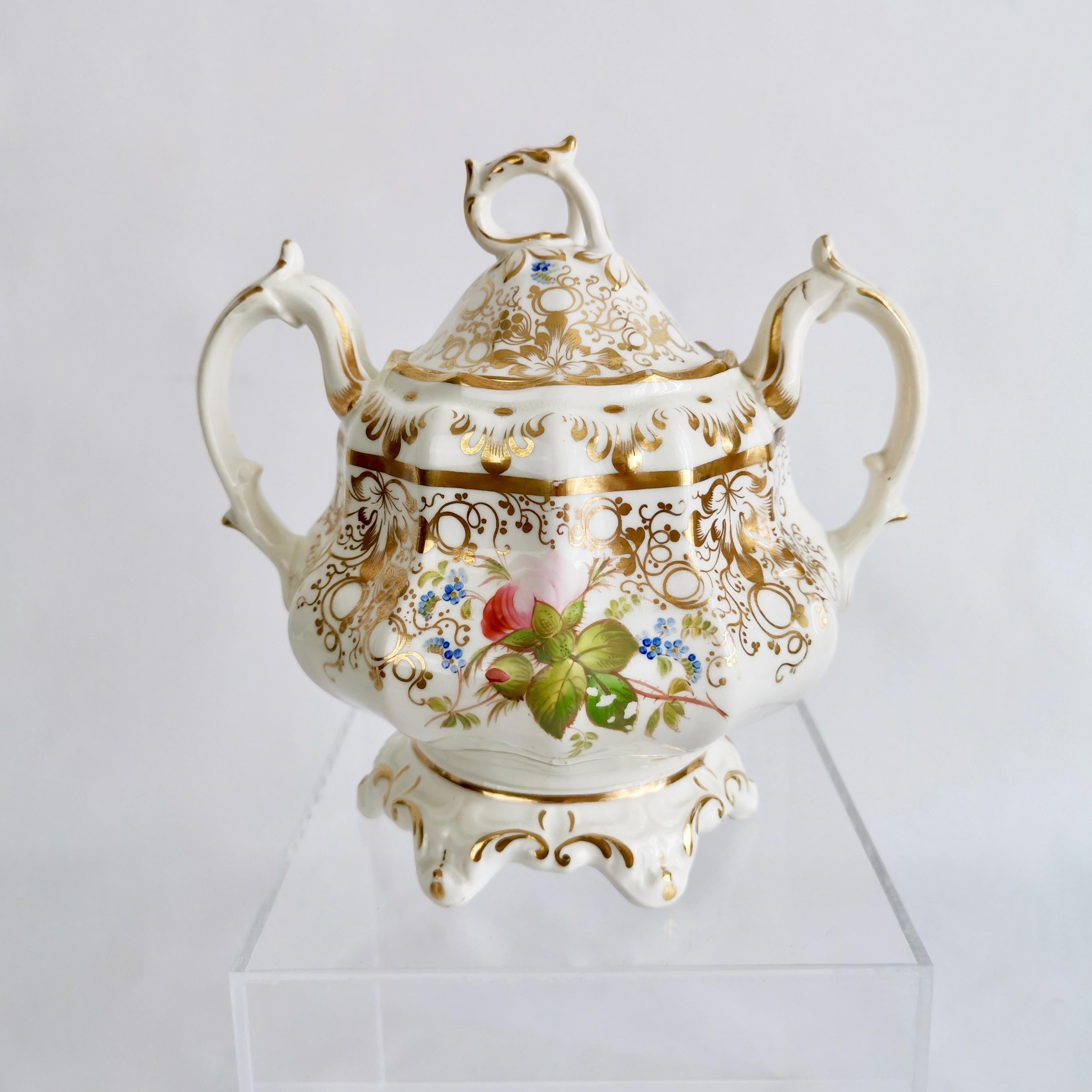 Staffordshire Porcelain Tea Service, White and Gilt, Rococo Revival, circa 1845 1