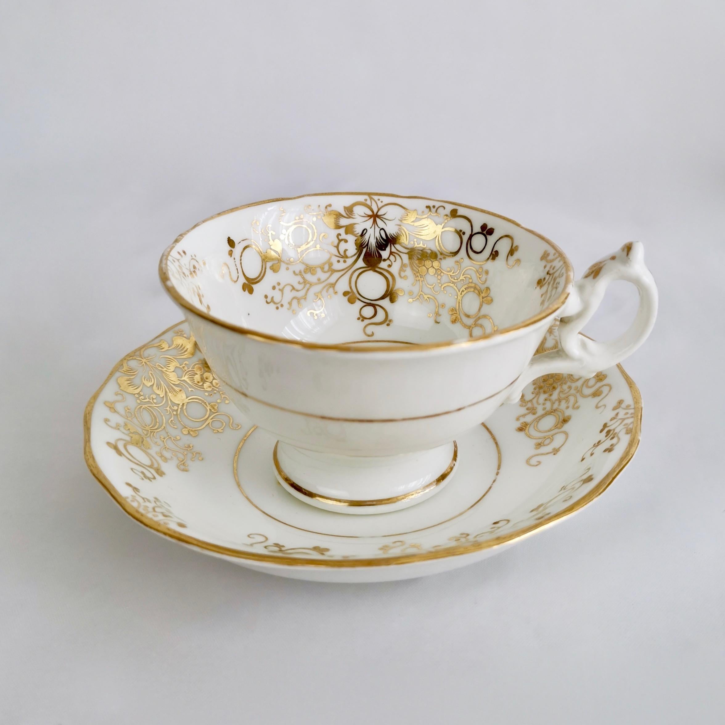 Staffordshire Porcelain Tea Service, White and Gilt, Rococo Revival, circa 1845 2
