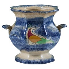 Zuckerdose aus Staffordshire im „Peafowl Spatterware“-Stil, 19. Jahrhundert