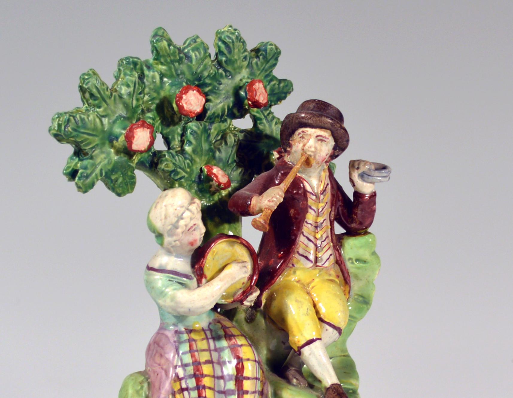 English Staffordshire Pearlware Bocage Figure Group of Musicians, Titled 