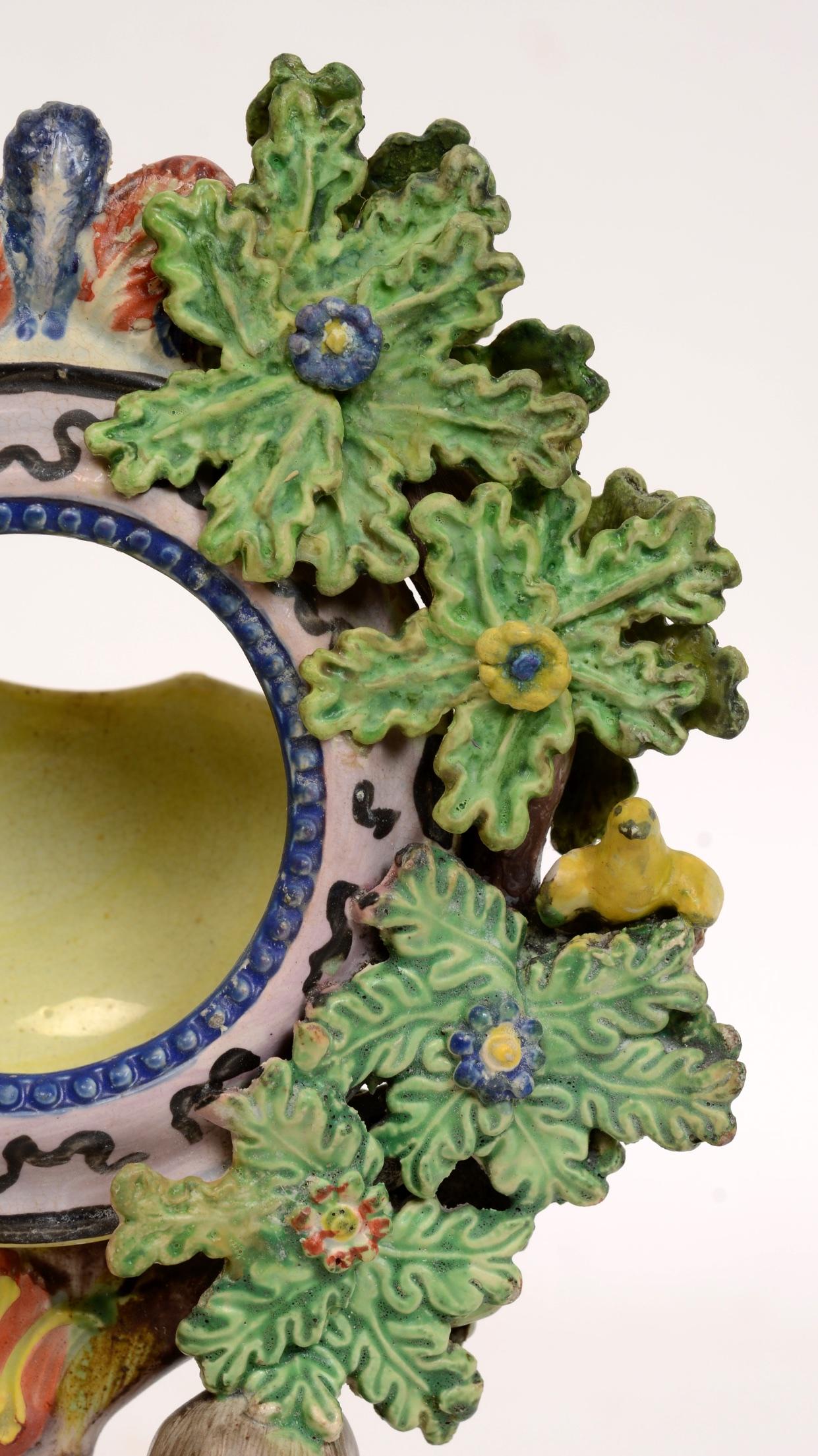 English Staffordshire Pearlware Bocage Figure Watch Holder, circa 1820 For Sale