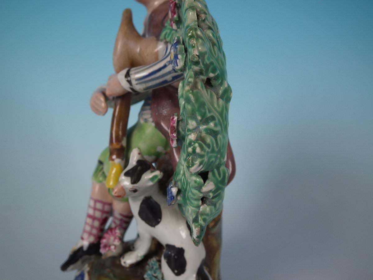 Early 19th Century Staffordshire Pearlware Bocage Piper Figure For Sale