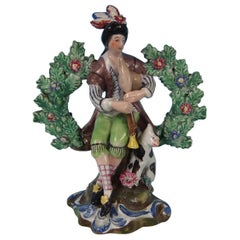 Antique Staffordshire Pearlware Bocage Piper Figure