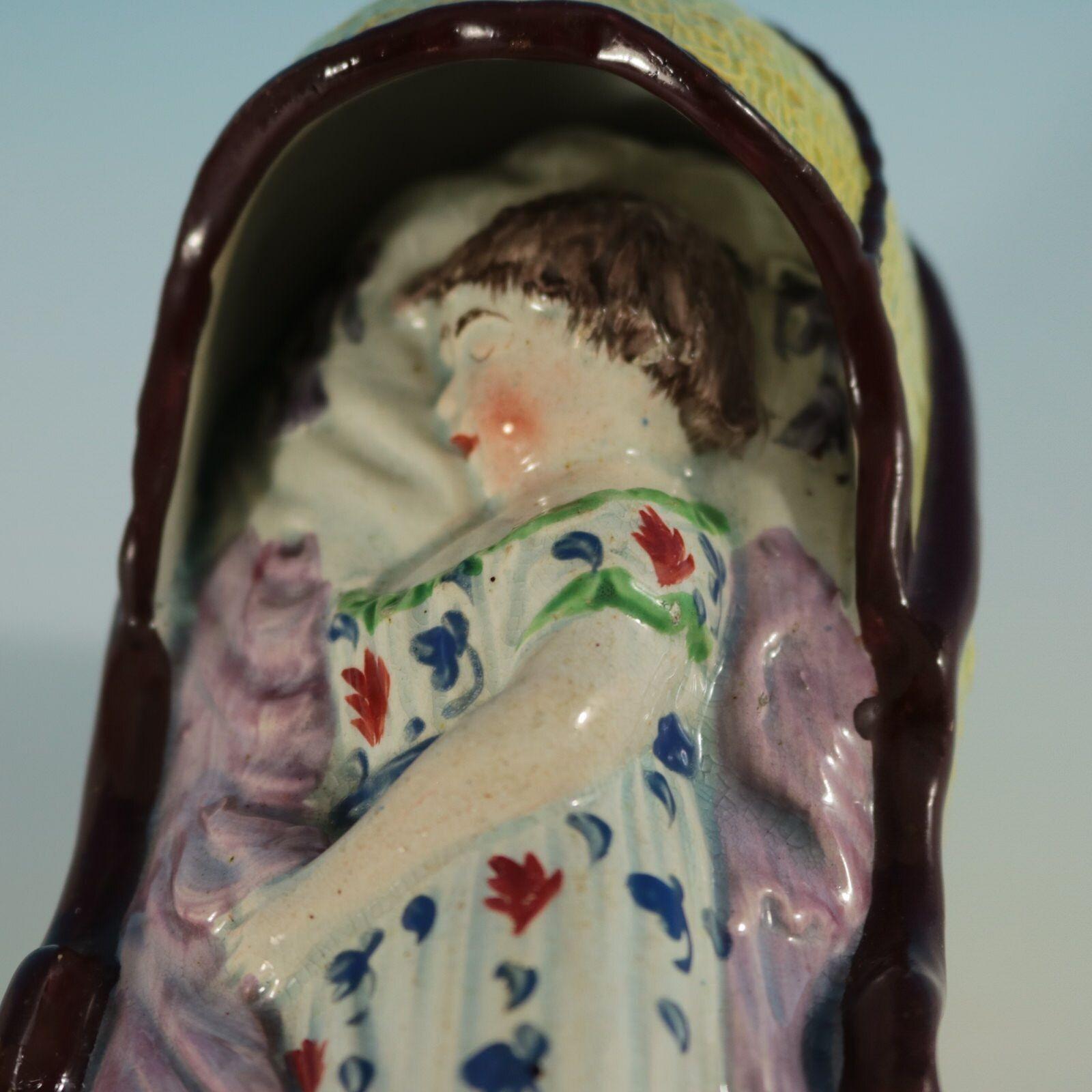 Staffordshire Pearlware Child in Rocking Cradle For Sale 8
