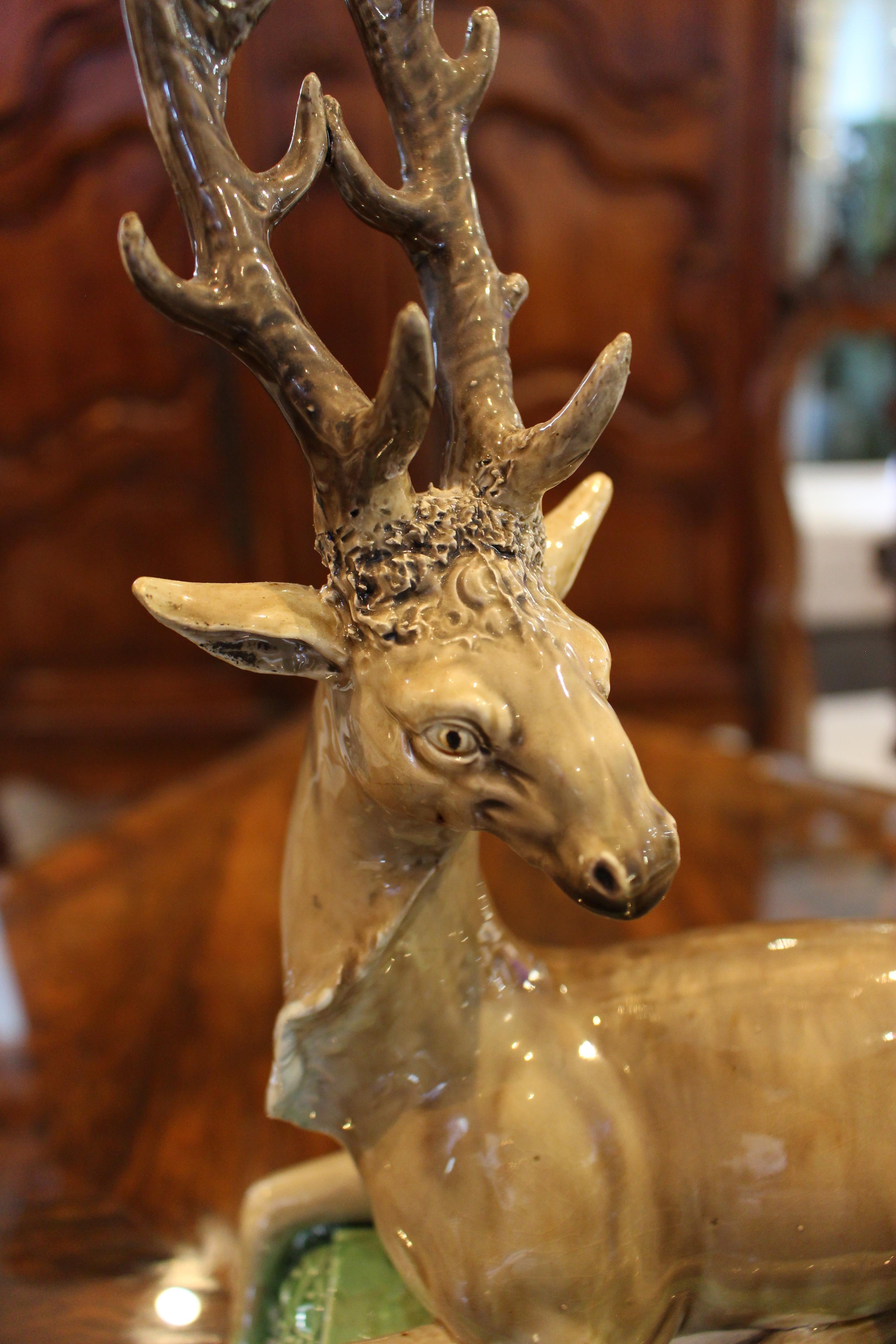 Staffordshire Pearlware Model of a Stag In Good Condition For Sale In Palm Desert, CA