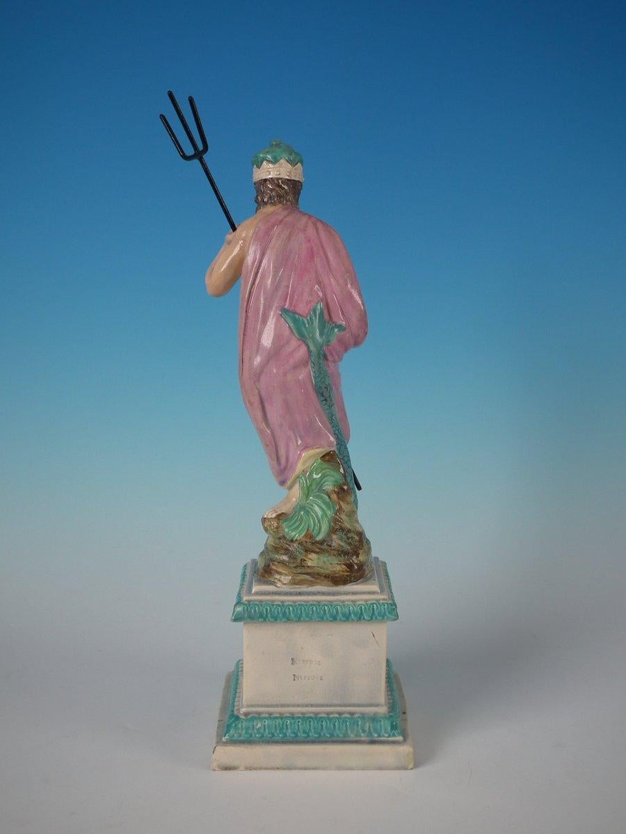 Staffordshire Pearlware Neptune Figure In Good Condition In Chelmsford, Essex